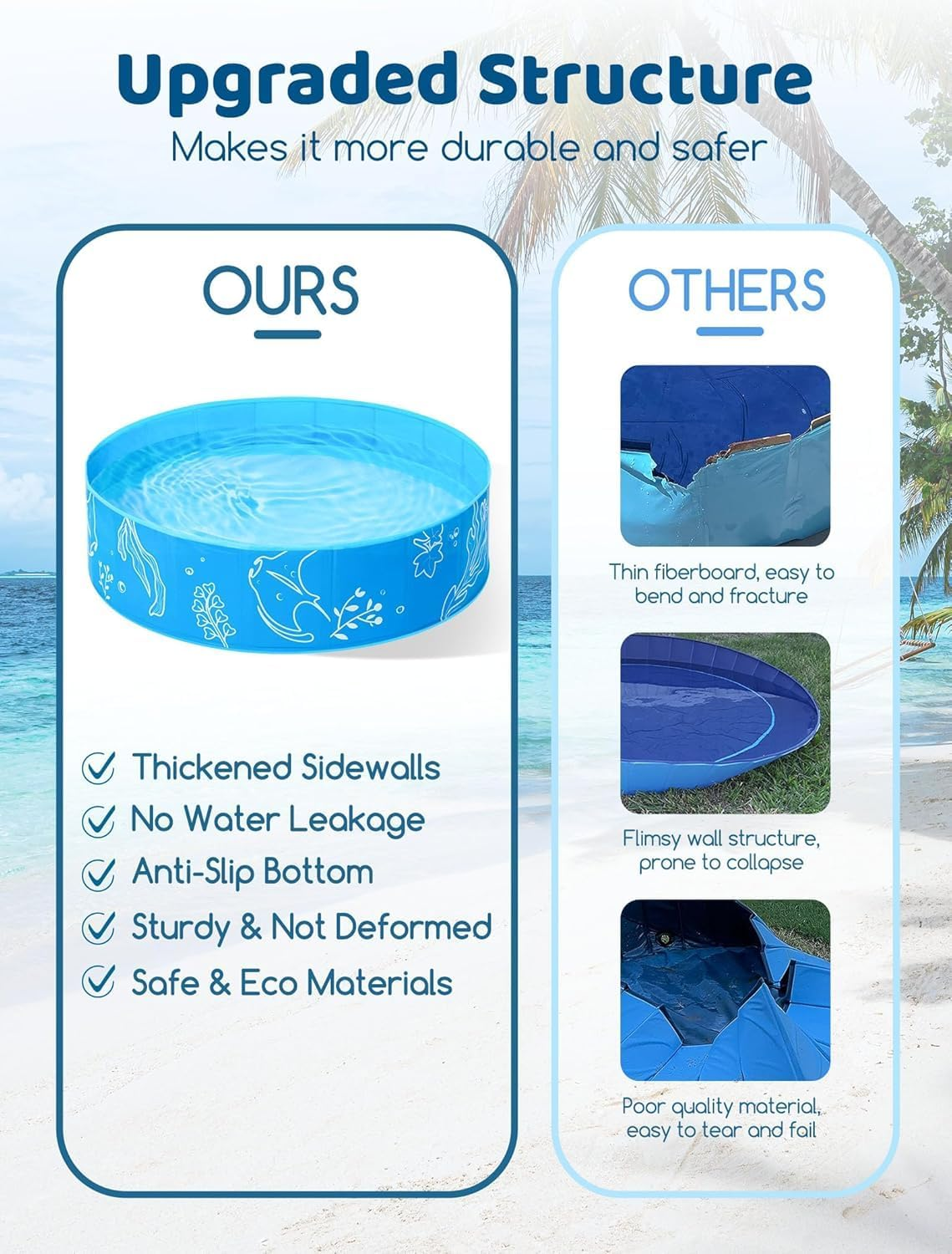 Foldable Kiddie Pool with Canopy: 119Cm Baby Pool and Beach Tent for Toddlers Infants 6-12 Months and Kids 2-4 Years Old - Portable Water Play with Shade for Outdoor Backyard Beach (Blue-Blue) image number 5