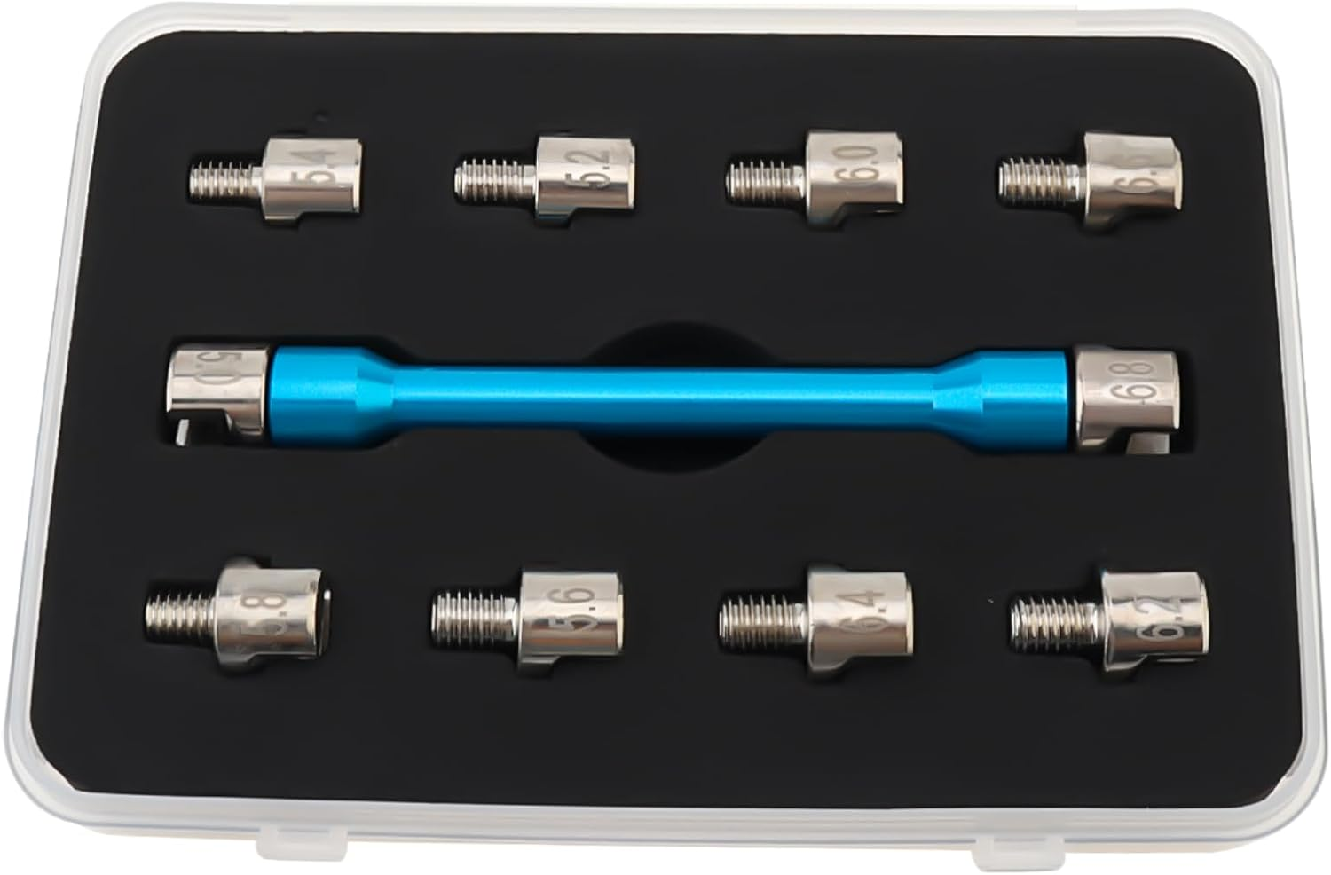 Windance Spoke Spanner Kit, 5.0-6.8Mm Steel Spoke Nipples CNC Aluminum Spoke Wrench Set for Most Motorbike Dirt Bike Scooter, (Blue)