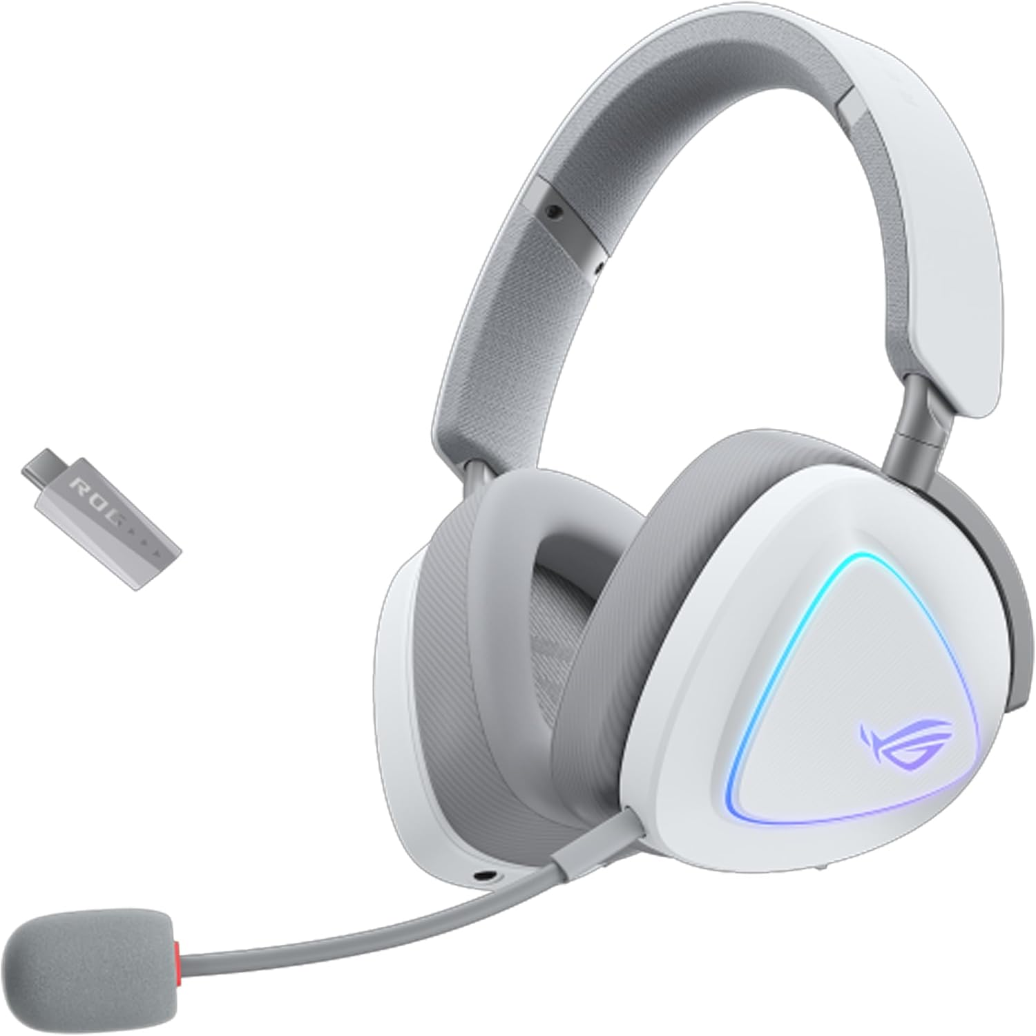 ASUS ROG Delta II Wireless Gaming Headset (BT, ROG Speednova 2.4Ghz, 3.5Mm, 50Mm Titanium-Plated Drivers, 10Mm Super-Wideband Mic, 110HR, Dualflow Audio, for PC, Switch, PS5, Xbox)- Moonlight White image number 1