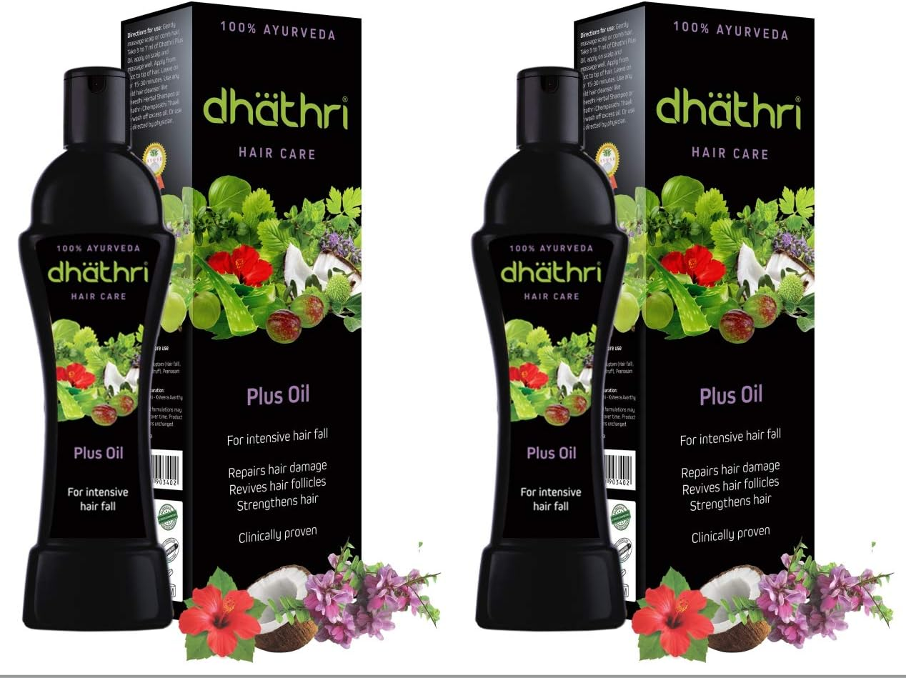 2 X Dhathri Hair Care plus Herbal Oil anti Hair Fall Promotes Hair Growth -100Ml