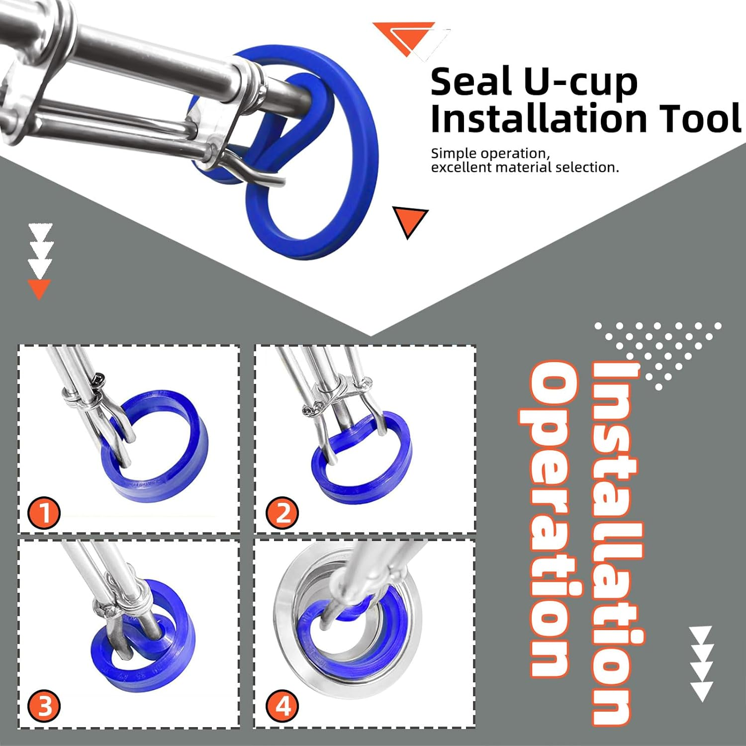 Tanstic 5Pcs Hydraulic Seal Installation Tools Kit, Hydraulic Cylinder Piston Rod Seal Installation Tool, Hydraulic Cylinder Piston Repair Seal Kit, Upgraded Seal Twistor Install Tool with Hook Set image number 2
