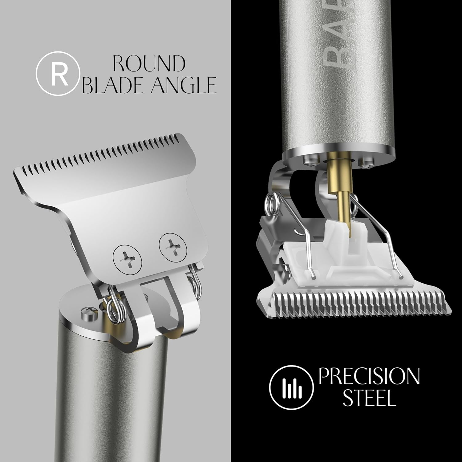 Barberboss T-Blade Beard and Hair Trimmer for Men, Cordless Precision Trimmer, Rechargeable Trimmer with 3 Attachment Combs, Precision Care for Beard, Sideburns and Neck, Silver Grey image number 3