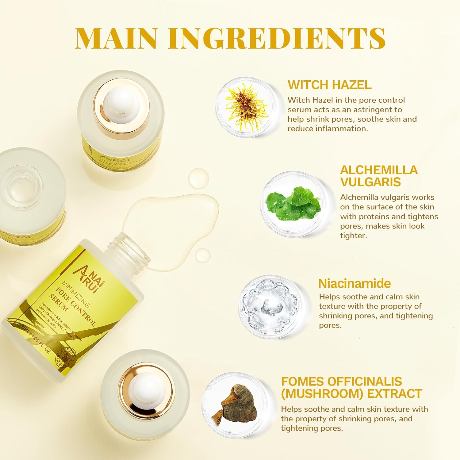 ANAI RUI Pore Minimizer Serum, Pore Minimizer for Face, Pore Control,Minimizing, Shrinking, Tightening Pores, Refine Skin Texture 1 Fl.Oz image number 1