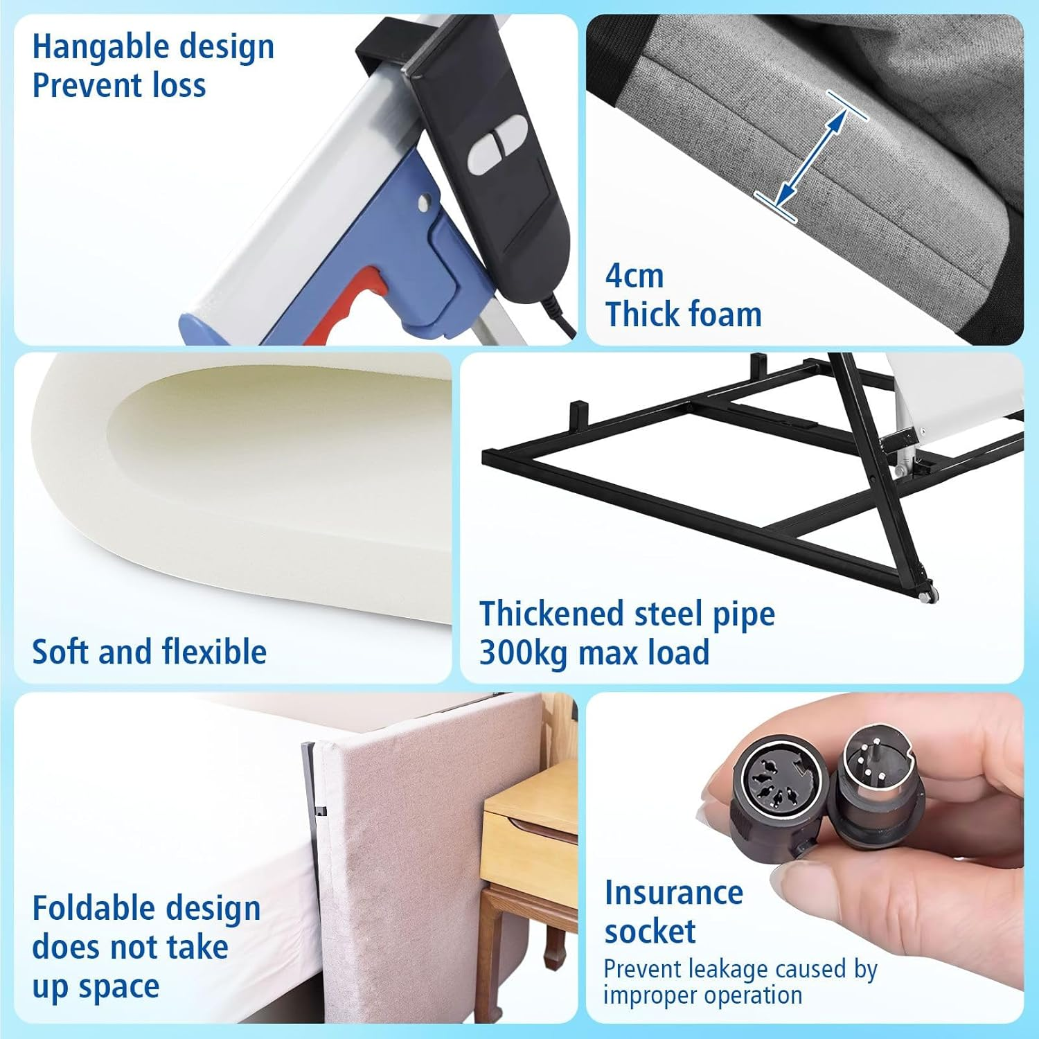 Electric Lift Backrest Bed Power Lifting Bed Backrest Sitting Backrest Bed Support Medical Pillow Lift Electric Auxiliary Backrest for Pregnant Women Elderly Patients Senior Disability image number 2