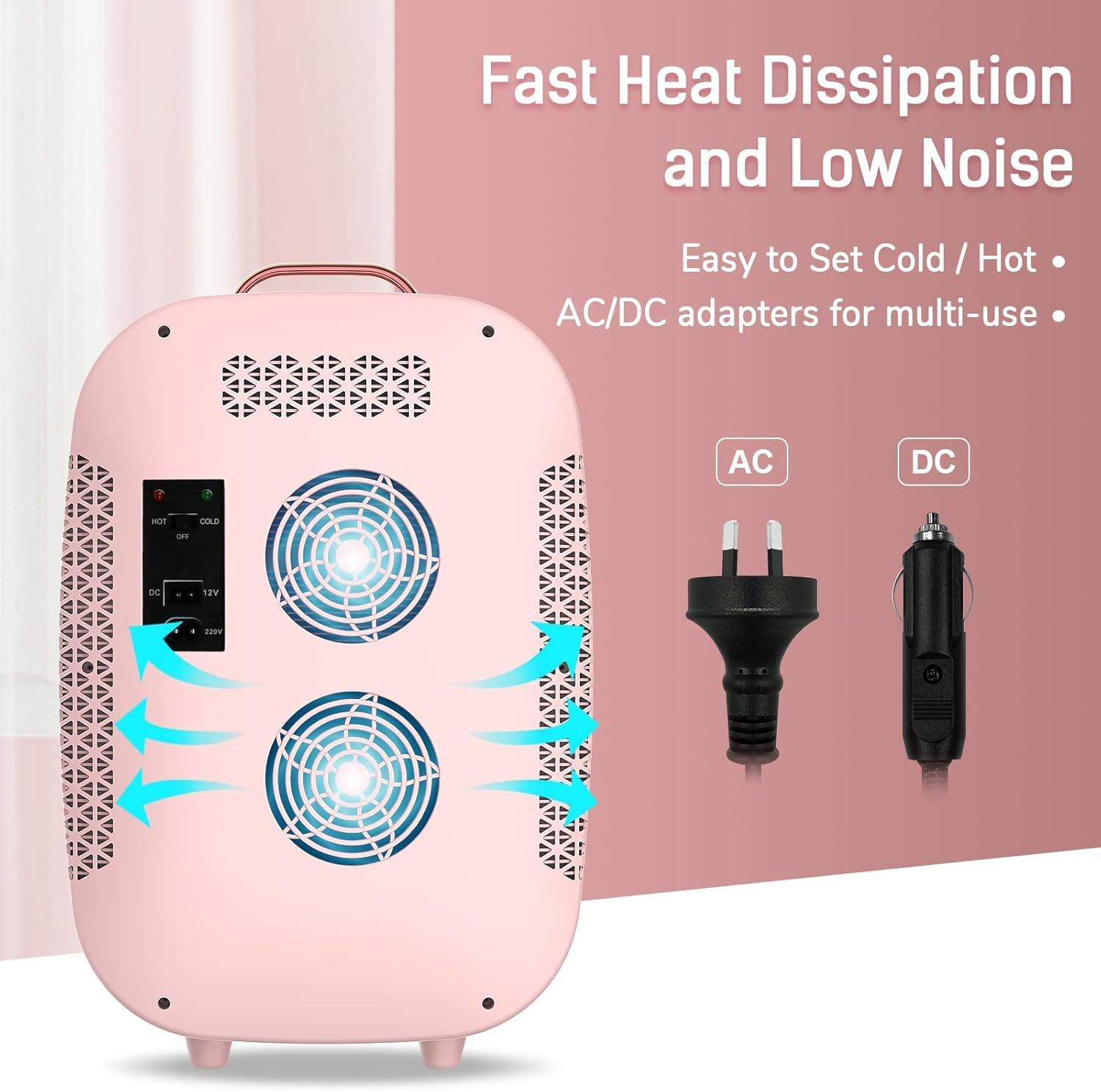 ADVWIN Portable Mini Fridge, 15L AC/DC Portable Beauty Fridge for Skincare, Pink image number 3