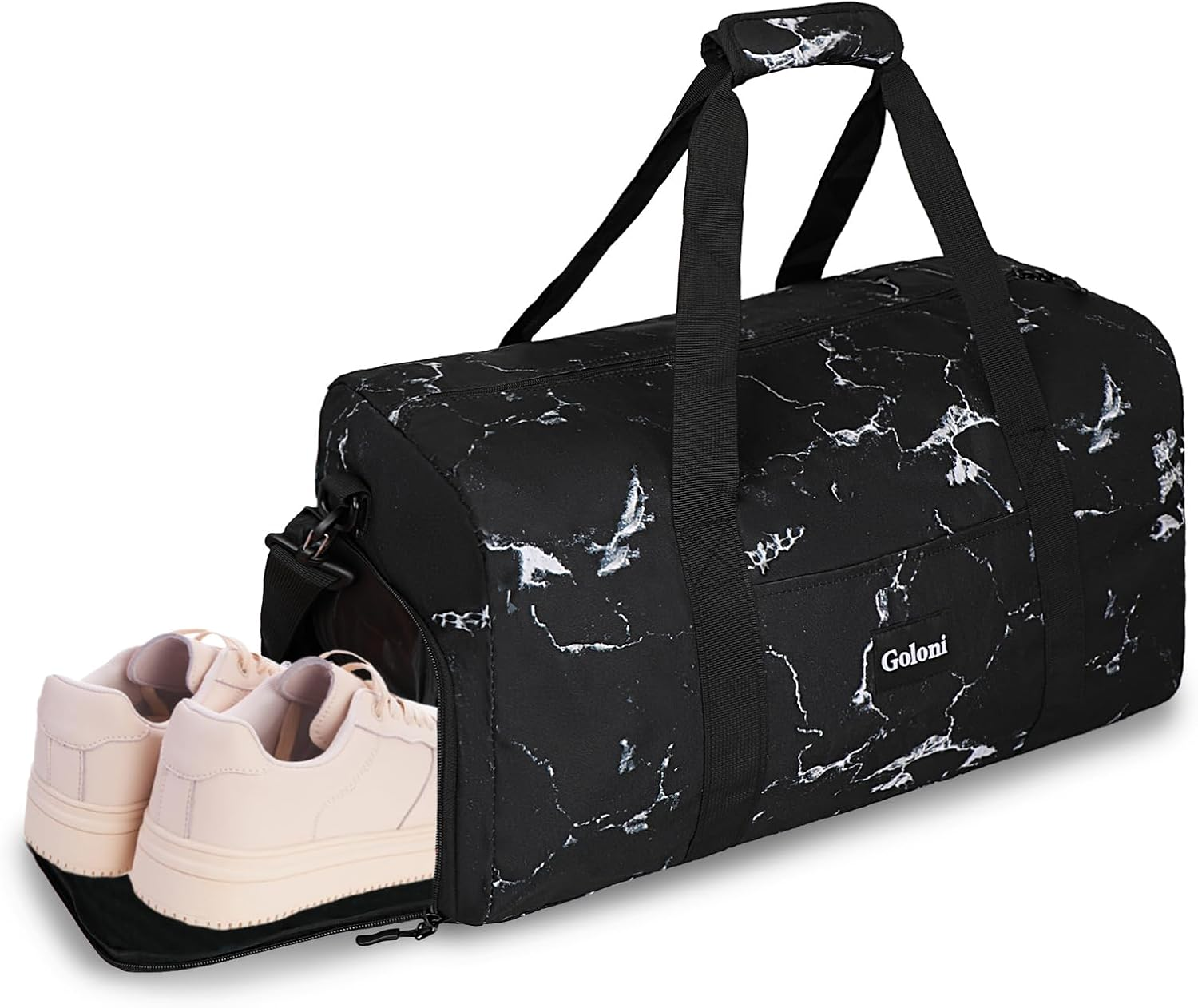 Goloni Cute Duffle Bag for Women, Gym Bag with Shoe Compartment, Lightweight Weekend Travel Duffel Bag,Overnight Bag with Wet Pocket, Black