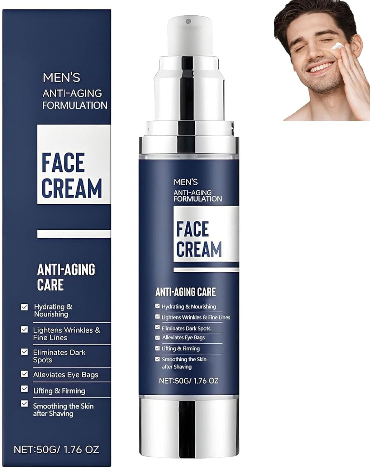 6 in 1Mens Face Moisturizer, Anti-Aging and Firmer Face Cream, Dull Spots Remover, Hydrating & Nourishing, Reduces Wrinkles, Fine Lines and Eye Bags, after Shave Lotion for Men (3Pcs)