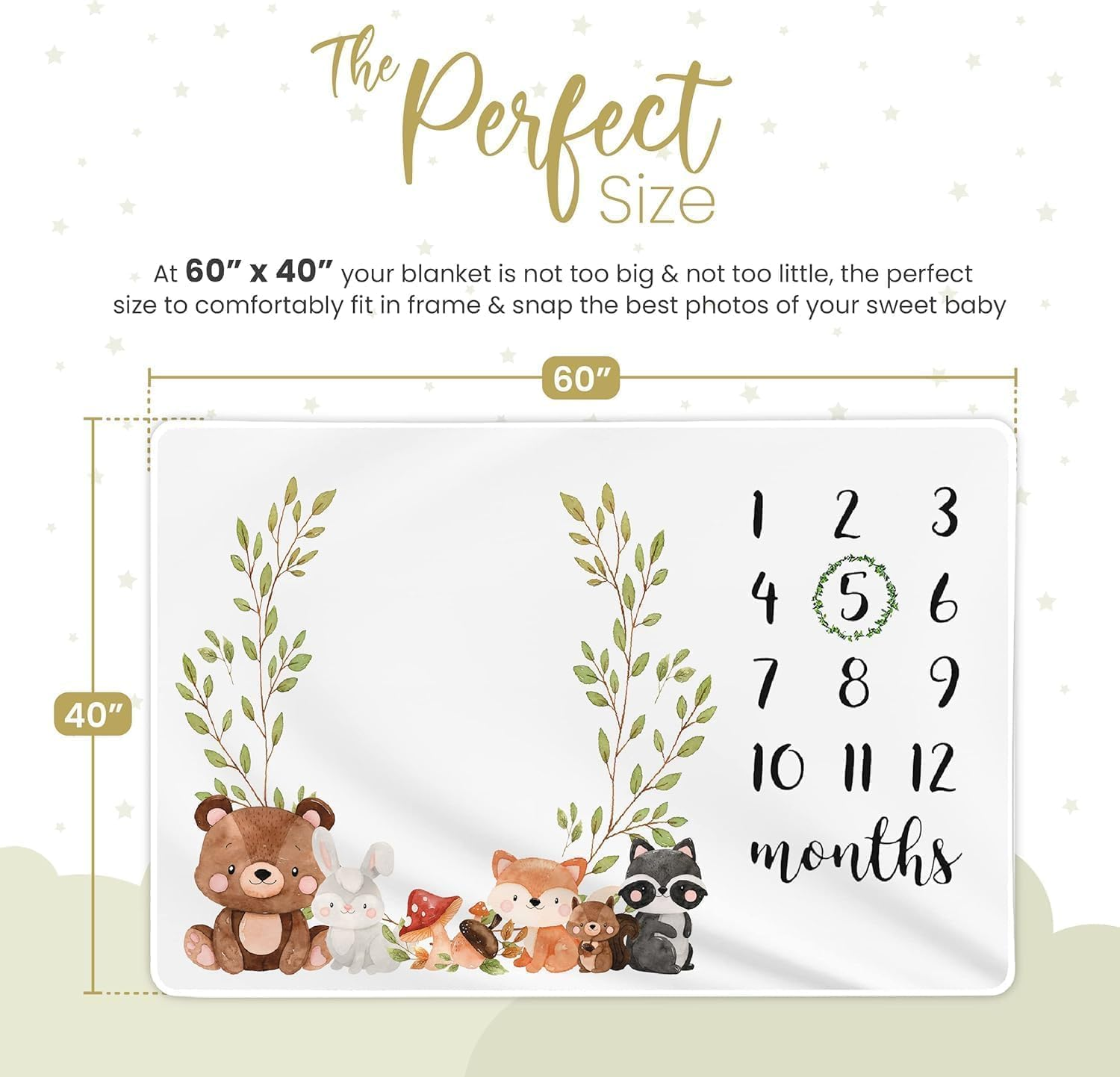 Baby Monthly Milestone Blanket, Soft Jungle Animals 30"X40" Newborn Boys and Girls'S image number 5