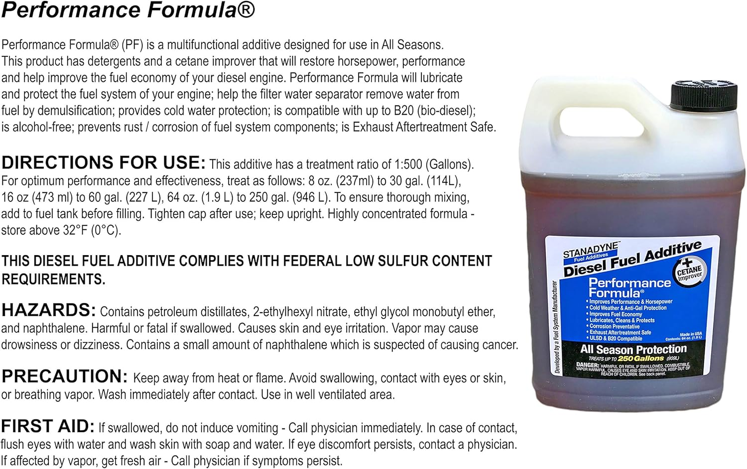 Stanadyne Performance Formula Diesel Fuel Additive 2 Pack of 1/2 Gallon Jugs - Part # 38566