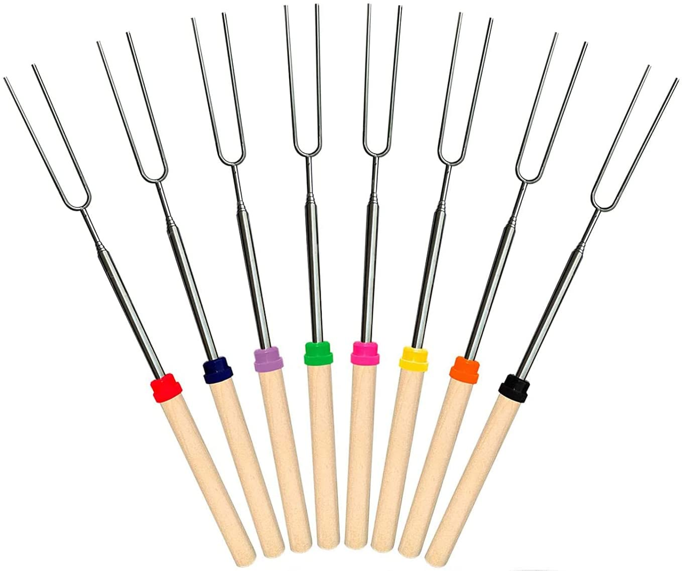 Marshmallow Roasting Sticks 8Pcs Extendable 32Inch Long Metal Barbecue Skewers for Grilling Set,Telescoping Smores BBQ Forks, Fire Pit Sticks for Hot Dogs,Camping,Bonfire image number 4