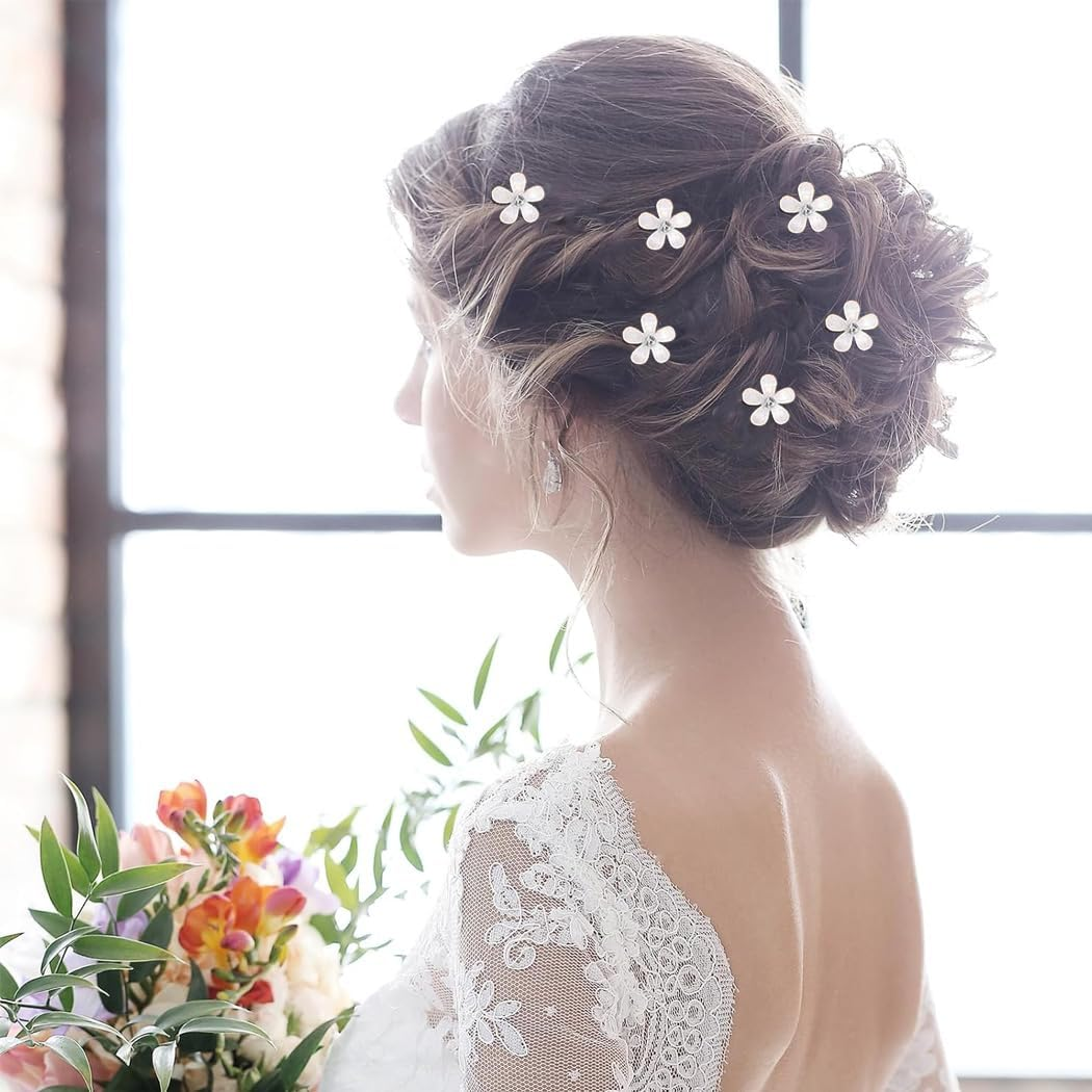 CUEMOON 10 Pieces Mini Hair Clips Hair Clips with Cute Rhinestones Elegant Flowers for Women image number 5