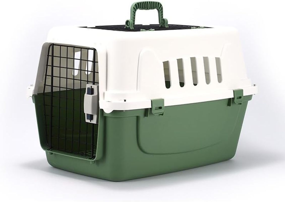 Portable Dog Cat Pet Carrier Crate Case Kennel Travel Carry Transport Cage, Lightweight Durable Ventilated Design for Car Trips & Outdoor Use (Green)