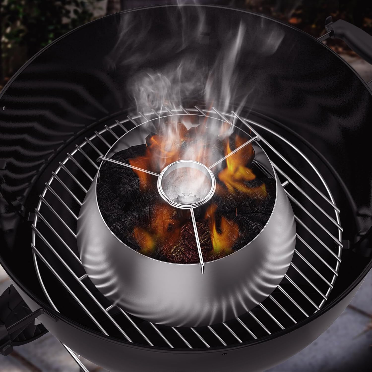 Onlyfire Stainless Steel Charcoal Basket with Water Container, Charcoal Baskets for Weber 47 Cm, 57 Cm, 67 Cm Kettle Grill, Charcoal Grill and Other Ceramic Grills, Charcoal Basket Accessories, BBQ image number 3