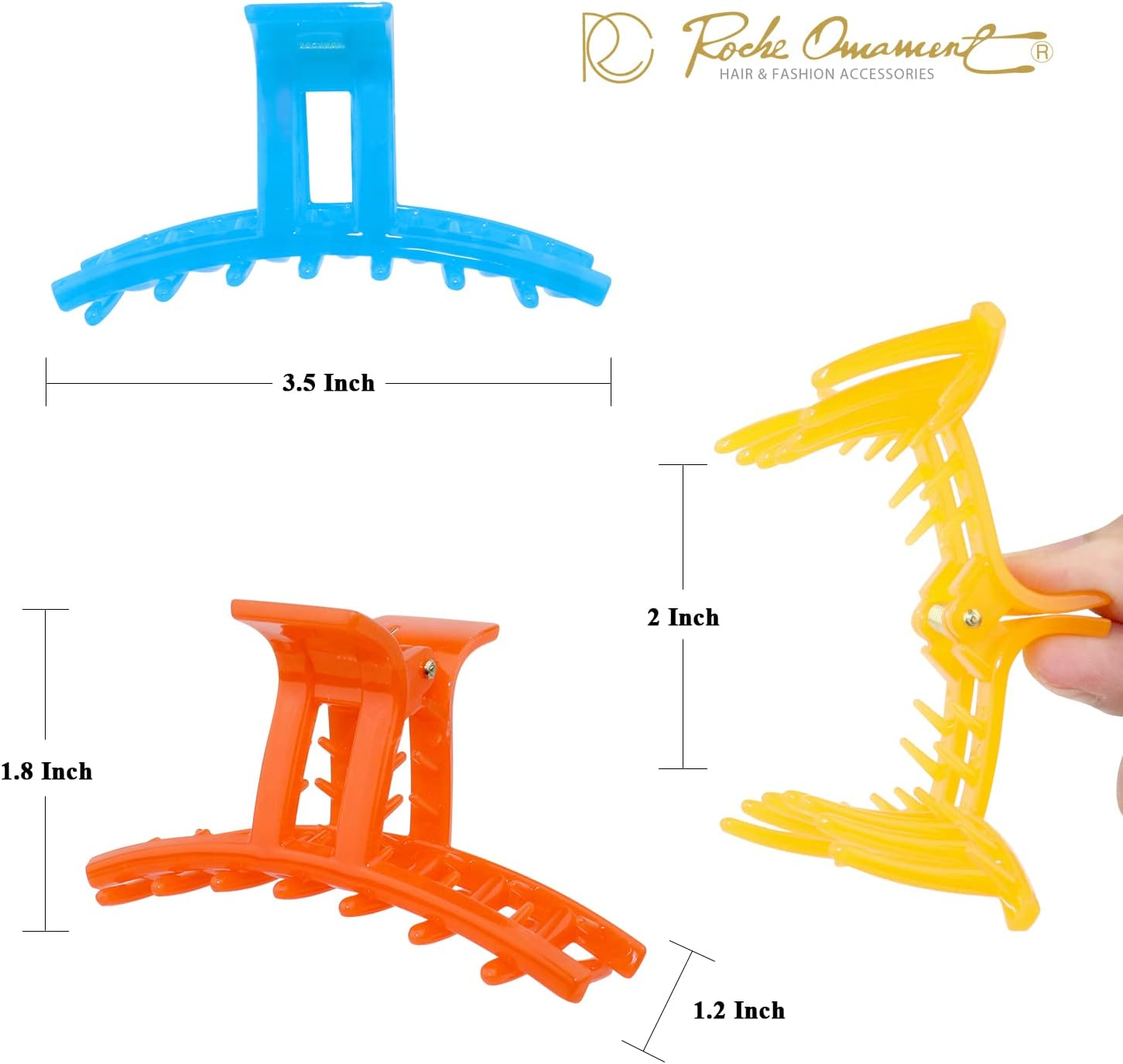 RC ROCHE ORNAMENT 6 Pcs Womens Strong Hold Claw Thick Hair Clip No Slip Grip Strong Spring Teeth Claw Jaw Clamp Beauty Fashion Girls Ladies Classic Plastic Accessory Clips, Small Jelly Sweet Multicolor image number 4