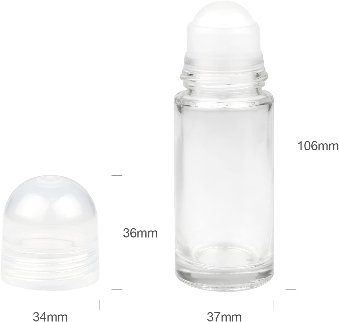 Wresty 4 Pcs 50Ml/1.7Oz Roll-On Deodorant Bottles Perfume Essential Oil Roller Bottles DIY Travel Deodorant Container with Plastic Roller Ball&Clear Cap image number 5