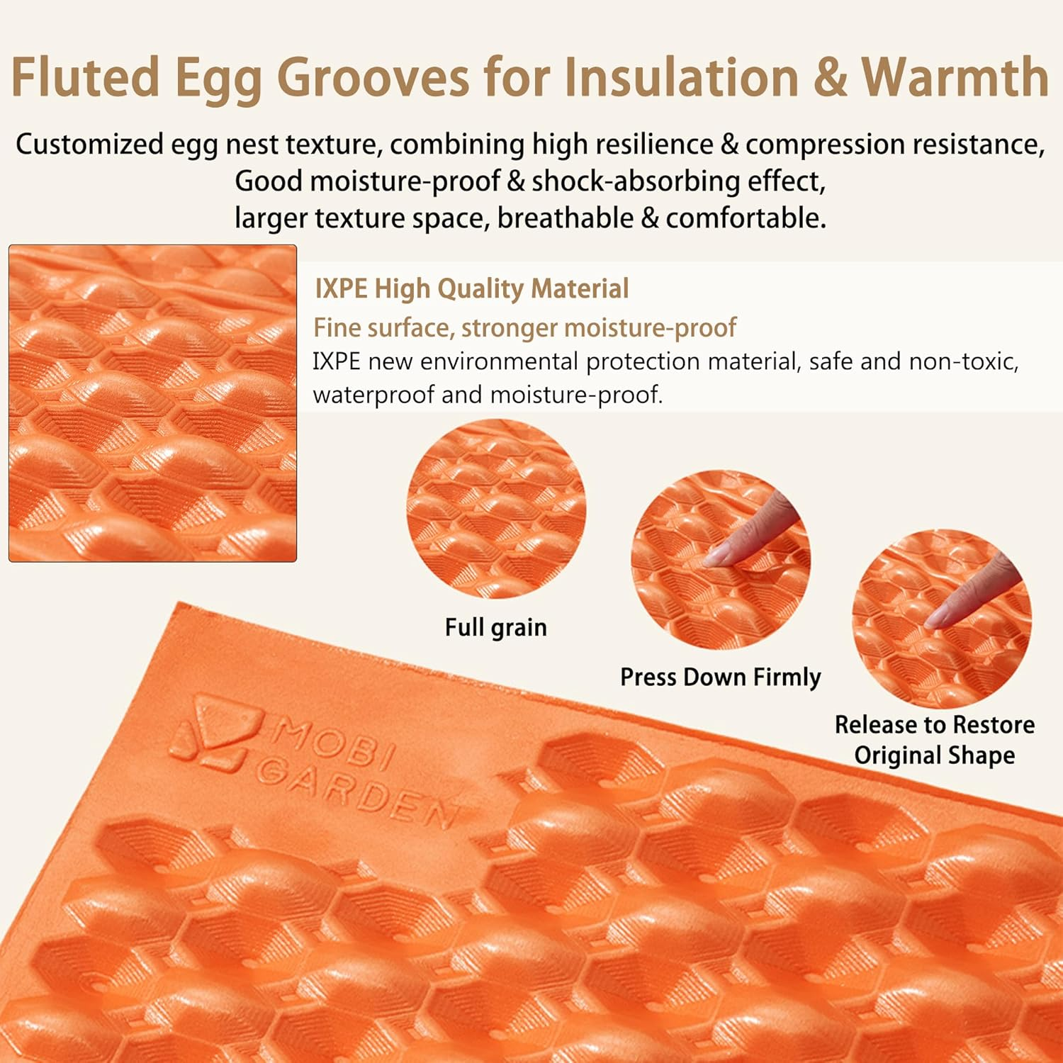 Windhike R2.6 3-Season Foam Sleeping Pad, 1Inch Thickened Ultralight Closed Cell Camping Mattress with Bandage, Waterproof Thermal Folding Sleeping Pad Suitable for Camping, Backpacking