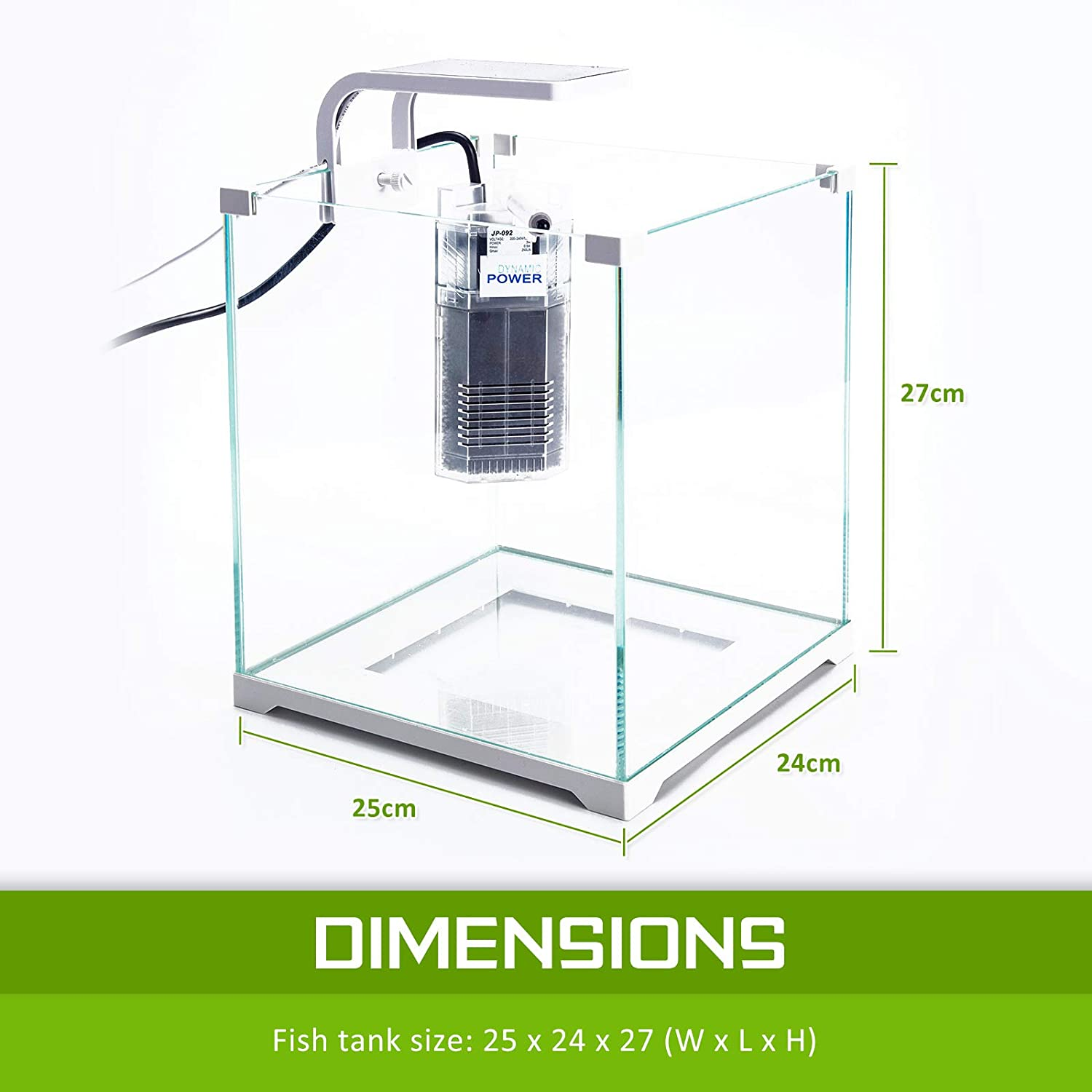 Dynamic Power 16L Starfire Glass Aquarium Fish Tank with 5W LED Light, 3W Filter Pump, for Freshwater & Saltwater Fish, Easy Setup image number 4