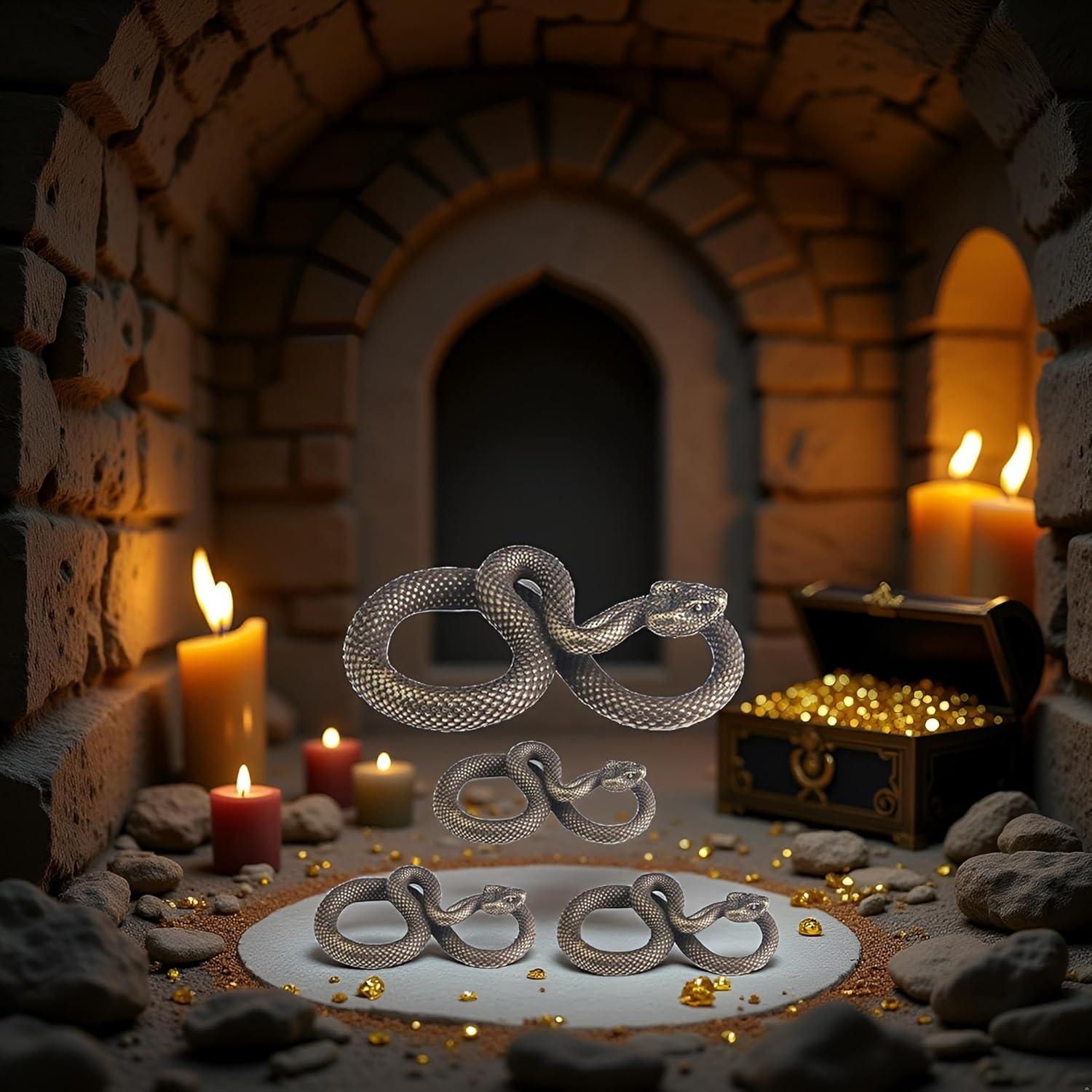 4 Bronze Snake Figurines: High Simulation Fantasy Brass Vintage Style Snake Statues for Office, Desktop, Home Decor image number 3