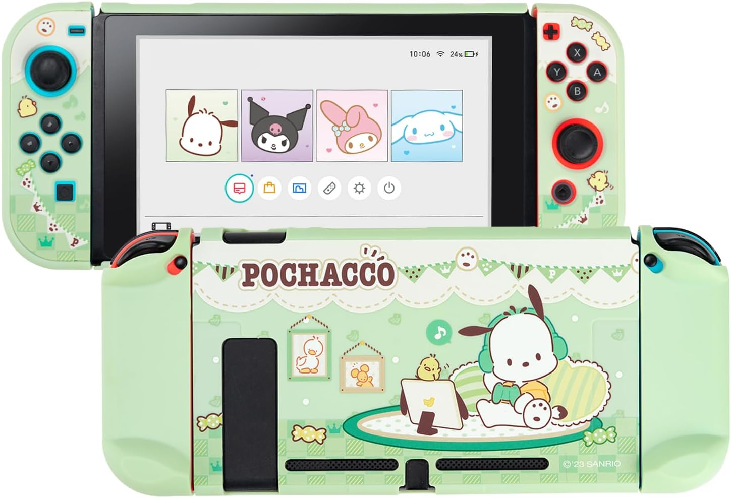 Switch Protective Case for Regular Switch, Cute Cartoon Slim Cover Case,Hard PC Protective Shell Compatible with Regular Switch Console and Game Console Controllers (Green) image number 2