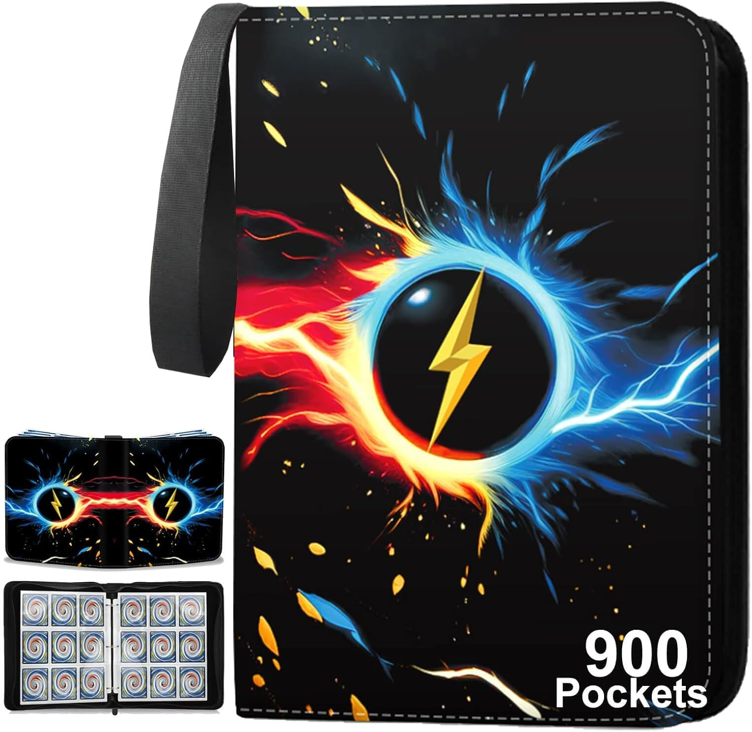 900 Pockets Card Binder Album - Card Holderwith 50 Removable Sleeves for Standard Size Cards 4 Pocket TCG Trading Card Binder Display Storage Carrying Case image number 5