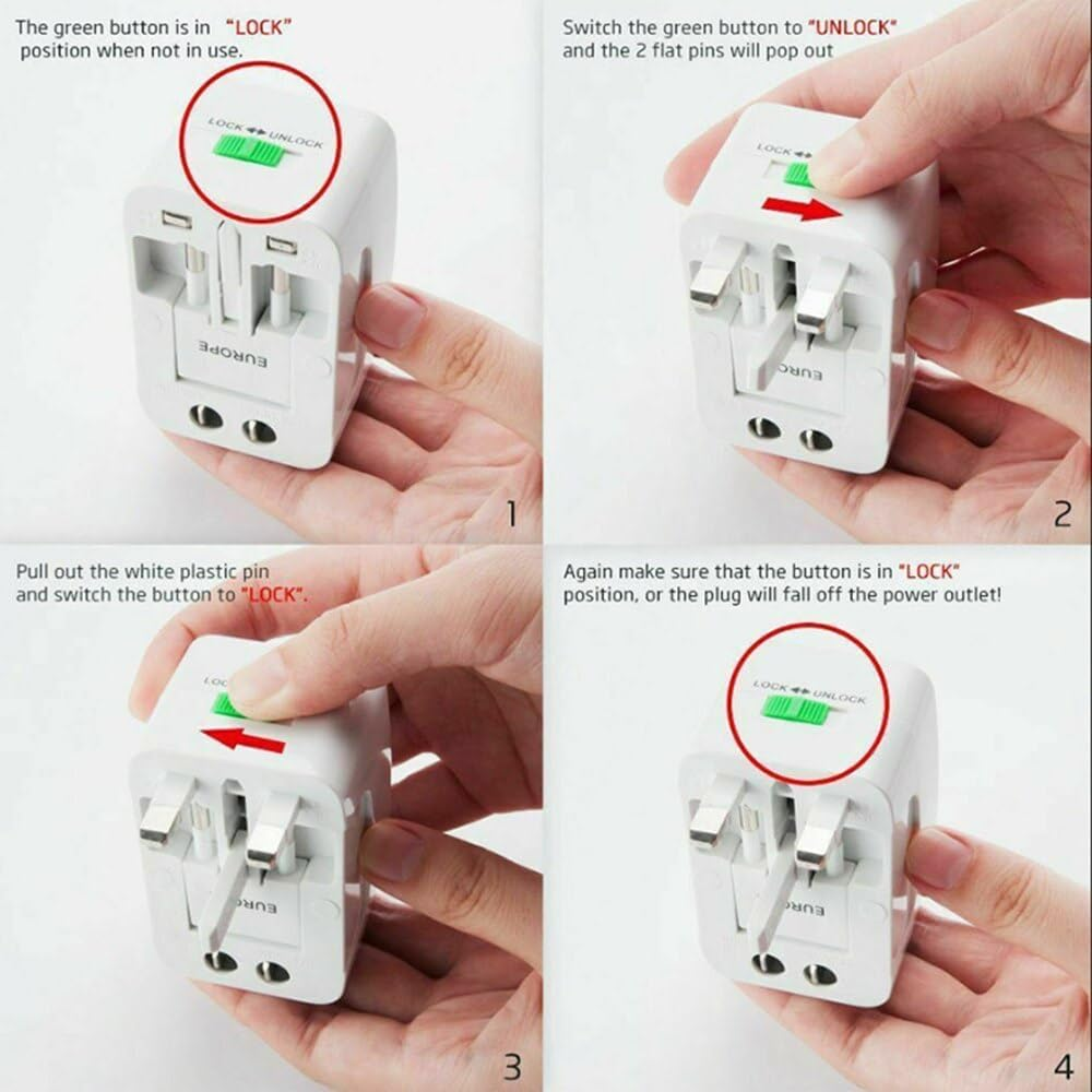 Dual USB Portable Electric Plug, JR Joyreap Power Socket Adapter International Travel Universal Charger Converter EU UK US AU image number 6