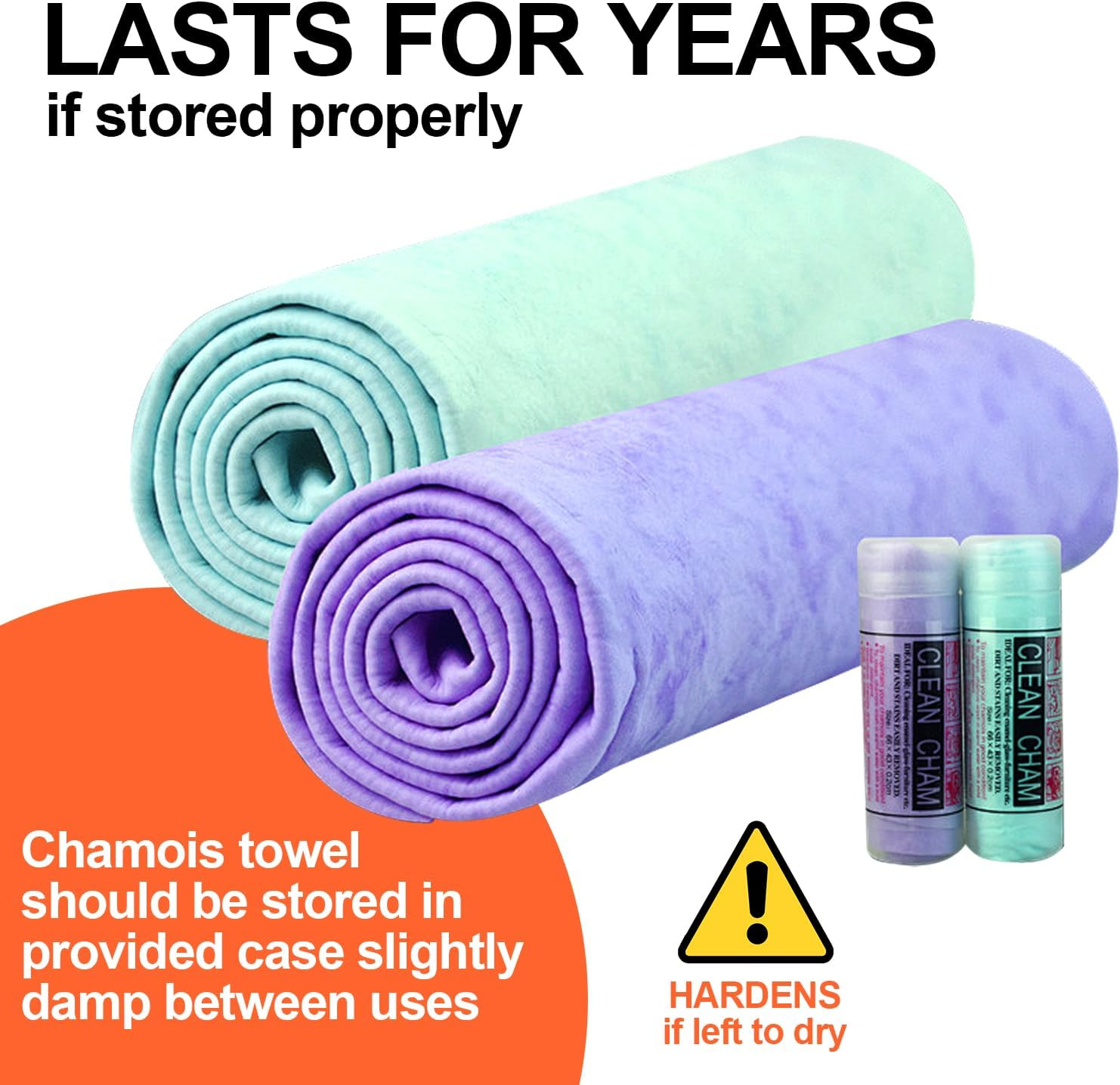 Car Drying Towel,Premium Chamois Drying Cloth Shammy Towel for Car,2Pk (25&rdquo;X17&rdquo;) Super Absorbent Reusable Chamois Towels by H HOME-MART (Blue+Purple) - Blue+Yellow image number 7