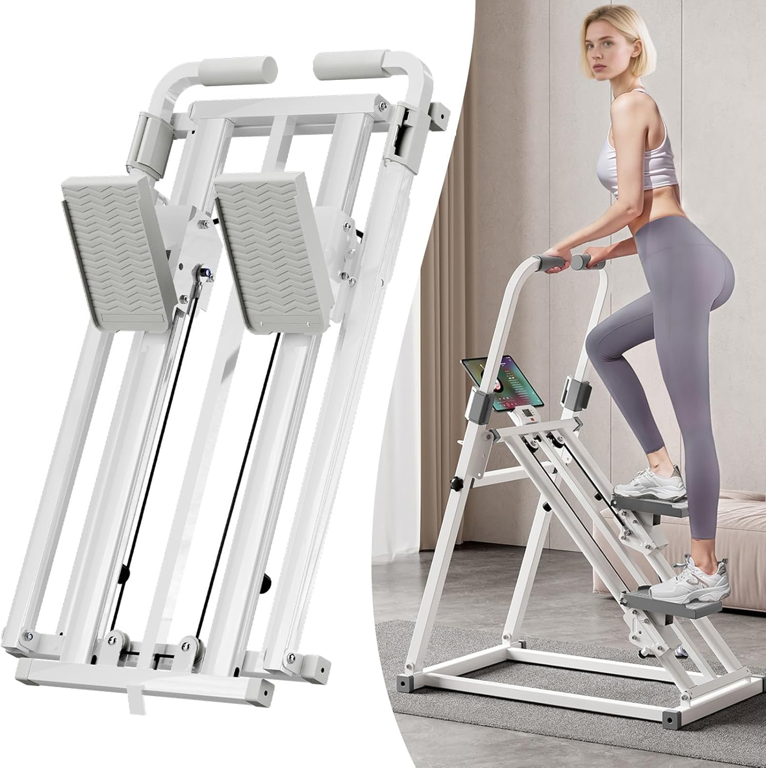 Foldable Stair Stepper Machine with Handles, Adjustable Resistance Stepper for Home Cardio, Low Impact Workout Equipment for Legs, Glutes & Weight Loss, Compact Stepping Machine, Easy Assembly White image number 4