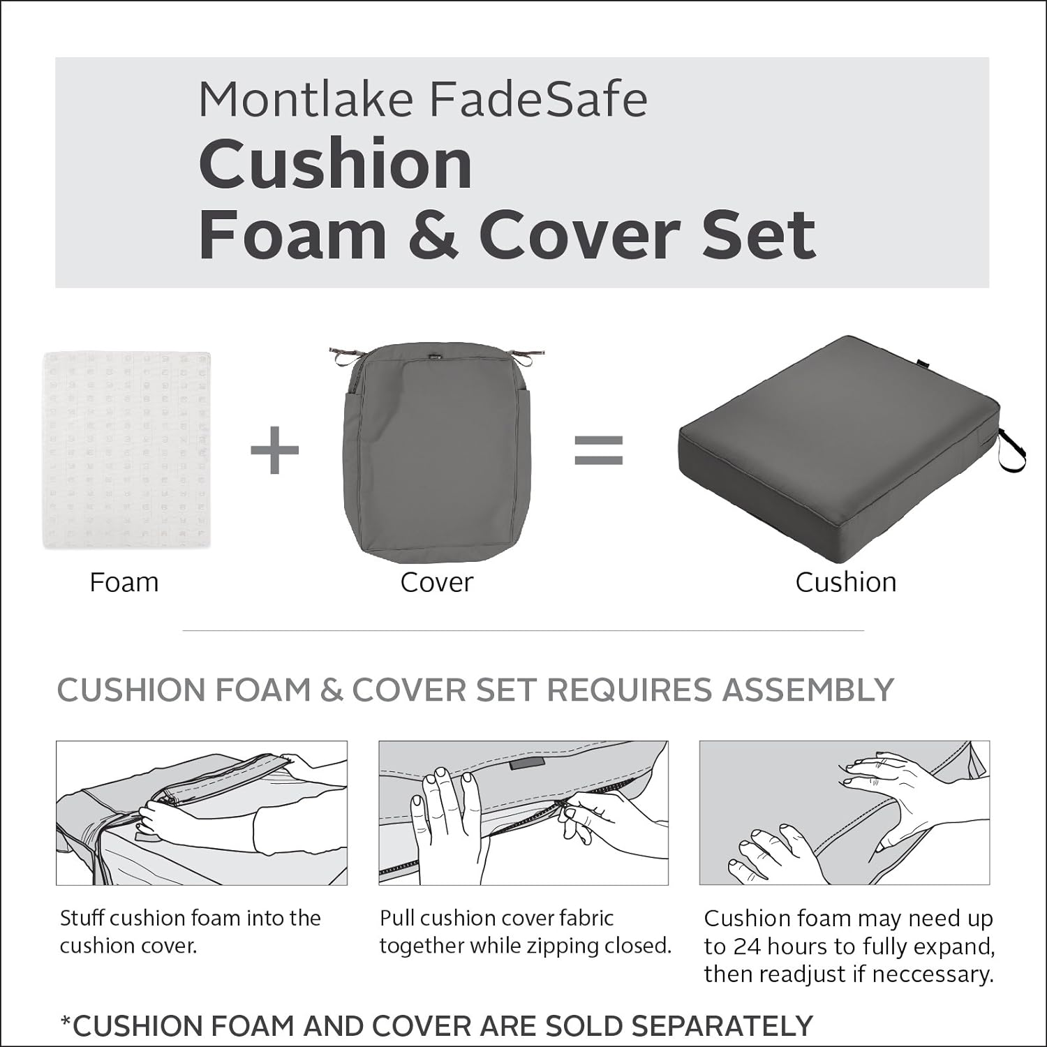 Classic Accessories Montlake Fadesafe Water-Resistant 80 X 26 X 3 Inch Outdoor Chaise Lounge Cushion Slip Cover, Patio Furniture Cushion Cover, Light Charcoal Grey image number 2