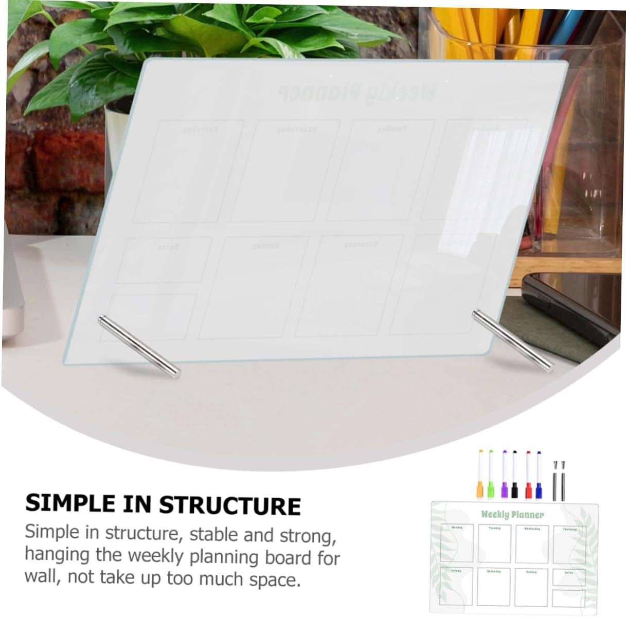 NUOBESTY Dry Erase Acrylic Note Board Whiteboard for Office Kitchen Home Planning Writing Board image number 1
