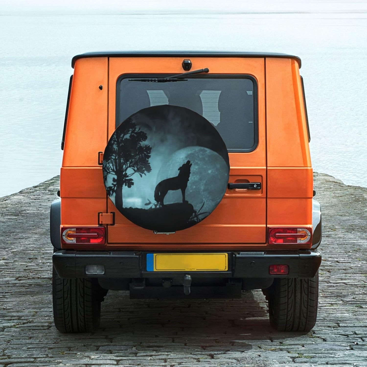 Universal Replacement Wheel Cover Howling Wolf against Darkness Waterproof Spare Wheel Cover Dustproof Tyre for Trailer, Motorhome, SUV, Off-Road Vehicle Wheel 14 Inch image number 6