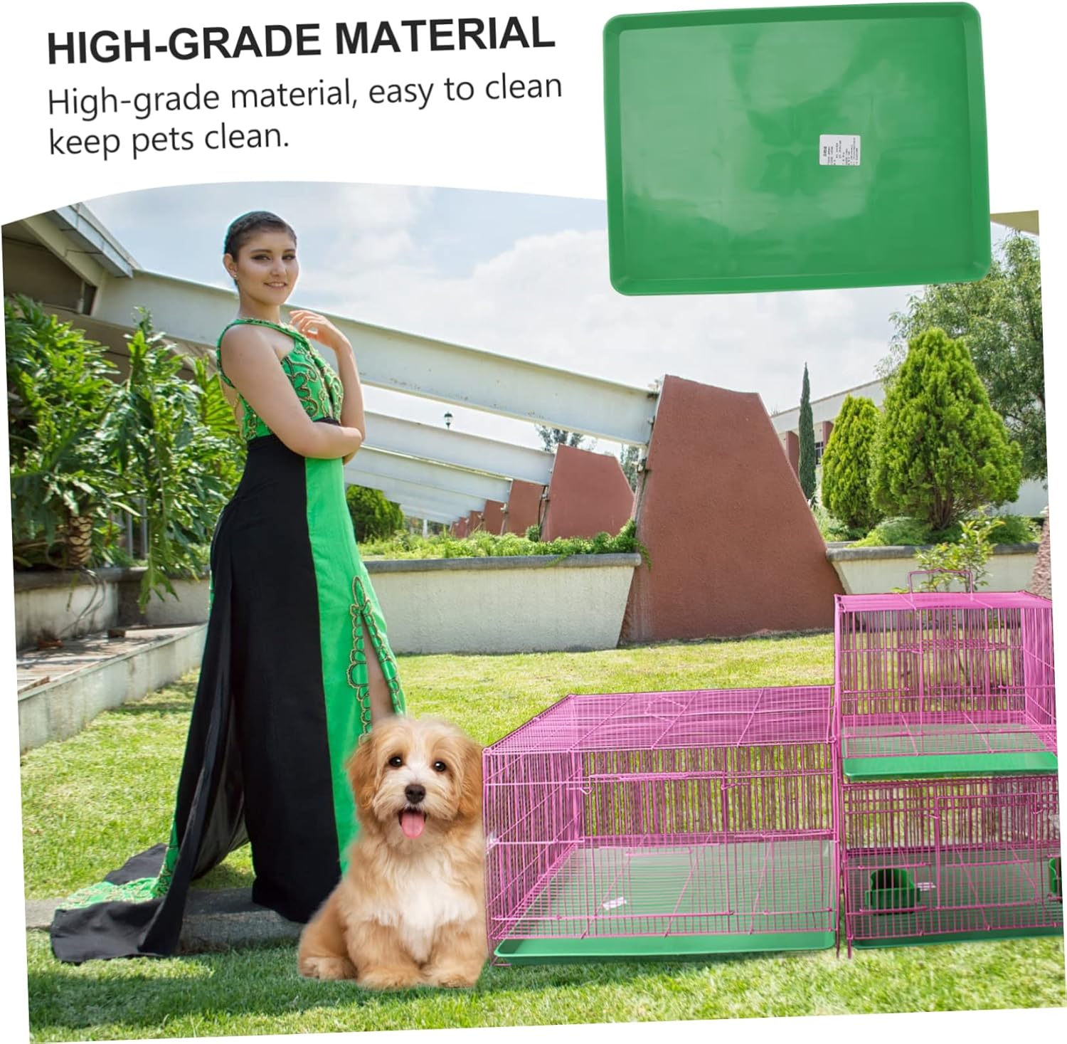 Hohopeti Pet Toilet Tray Plastic for Rabbits and Small Animals, Green Poop Pan for Rabbit Cage and Chick Coop, Household Little Animal Potty Supplies