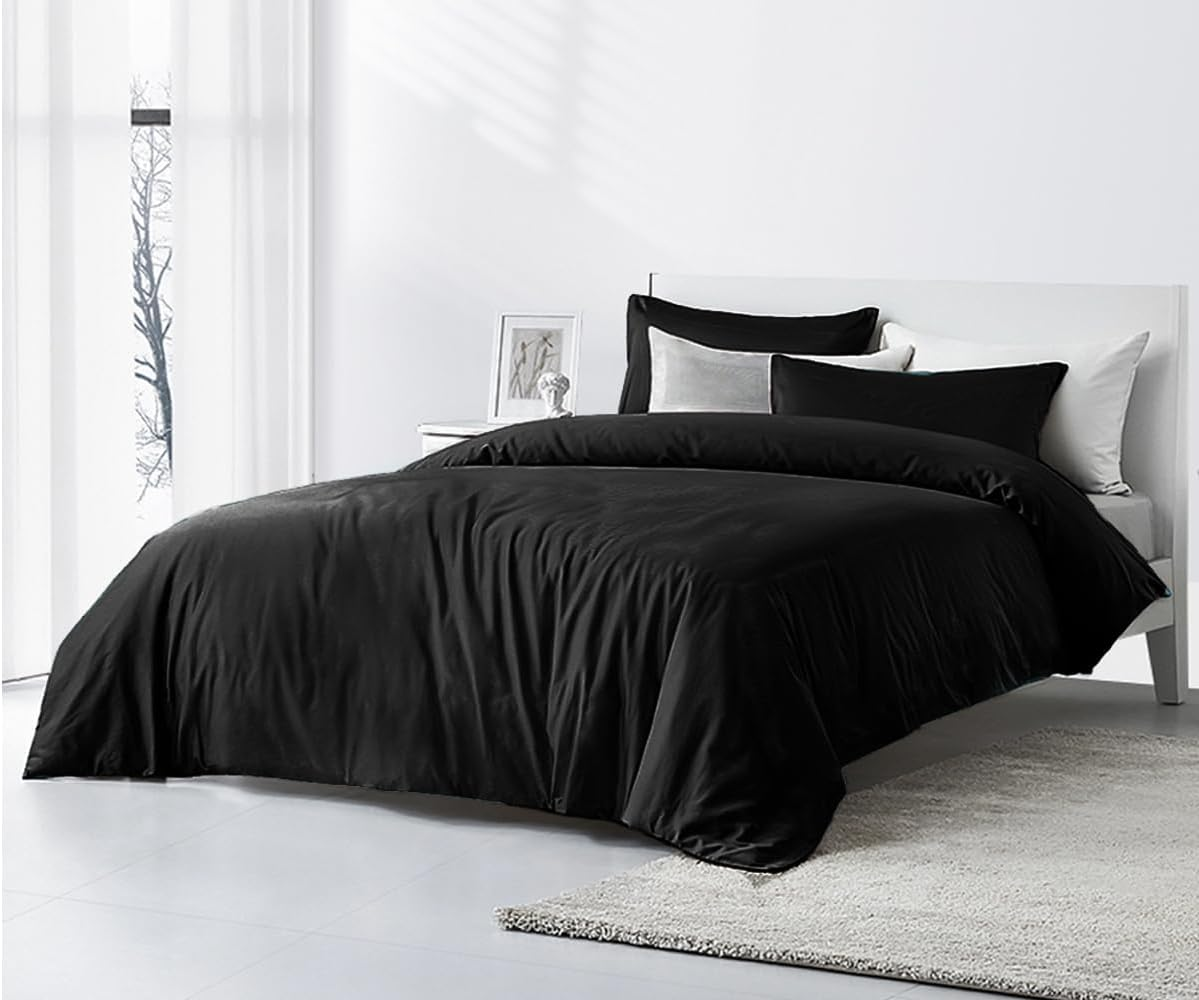 1000TC All Size Ultra Soft Cool Summer Art Silk Silky Satin Quilt Doona Duvet Cover Set (Grey, Double)