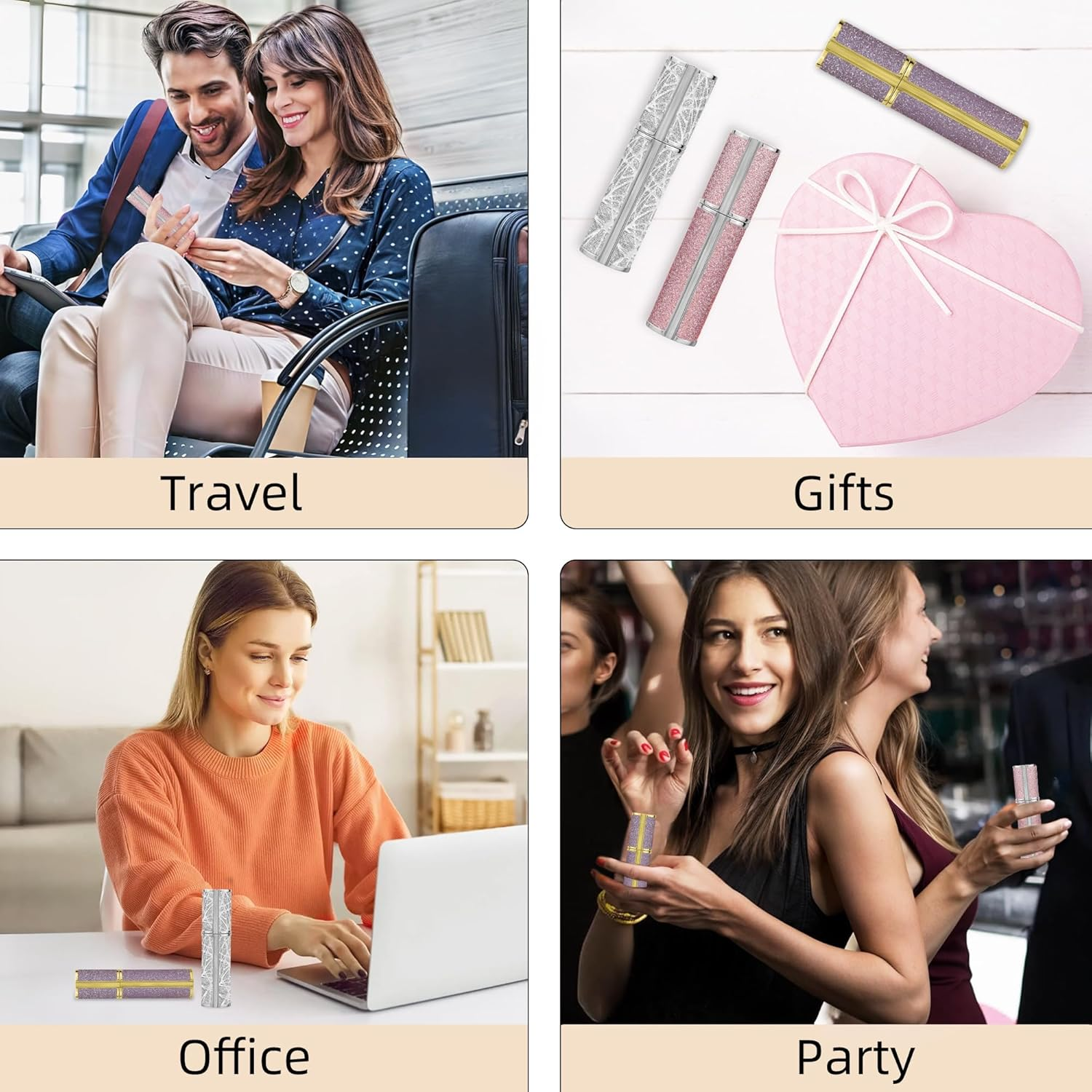 Muilsae AE00GD Sparkling Travel Perfume Bottle, 5Ml Mini Perfume Atomizer Sprayer, Glitter Diamond Pump Fill Perfume Bottle for Traveling, Vacation & Bussiness (Sparkling Gold) - Sparkling Blue 5Ml image number 7