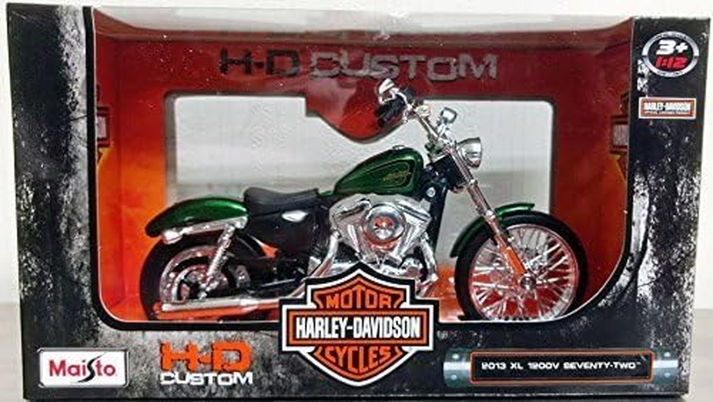 Maisto Harley-Finished Product Model Part Number 32335 1/12 Scale Harley Davidson 2013 XL1200V Seventy Two (Green) image number 1