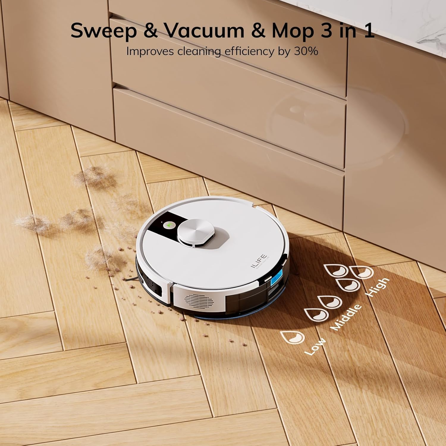 ILIFE A12Pro Robot Vacuum Cleaner and Mop,Self Emptying Station for 60 Days,Lidar Navigation, Home Mapping, No-Go Zones, 2.4G Wifi/App/Alexa/Remote Control, for Hard Floors (A12 Pro) image number 1