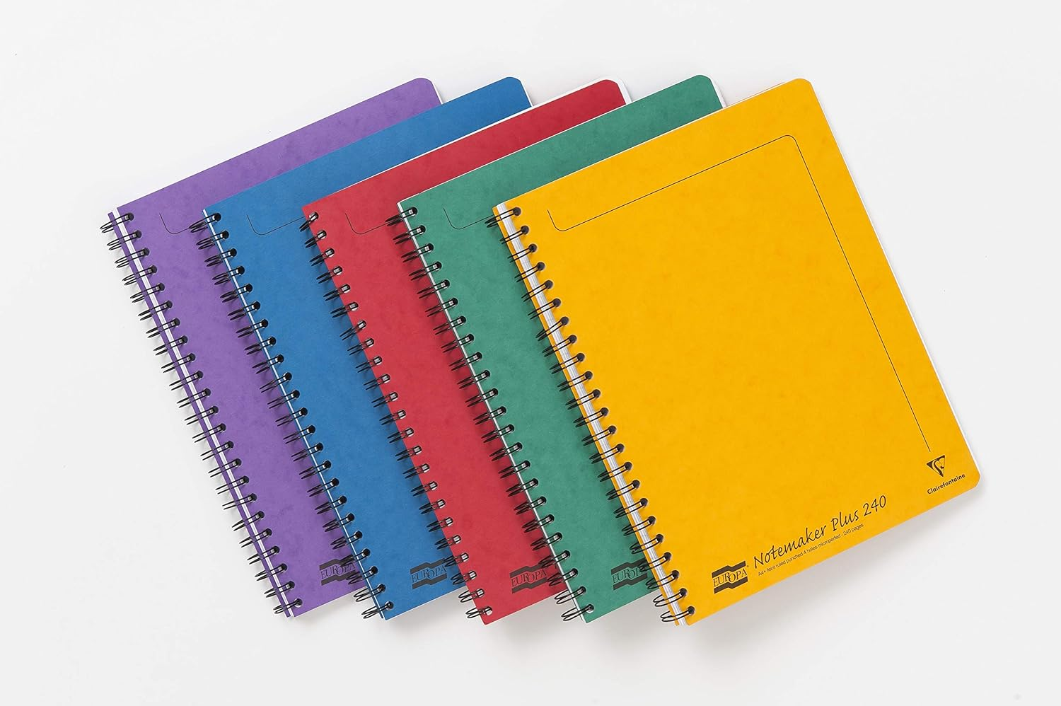 Clairefontaine 'Europa' Wirebound on Side Notemaker, A5, Lined, 120 Pages - Assorted a Colours (Pack of 10)