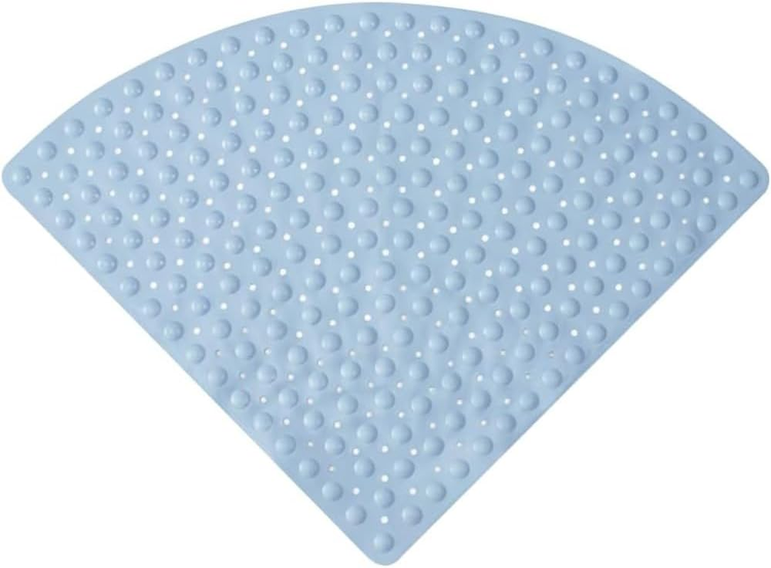 Corner Shower Mat with Suction Cups and Drain Holes &ndash; Non-Slip PVC Bath Mat, Quick Dry, 65X65Cm Sector Bathmat for Bathroom, Shower, Bathtub (Baby Blue) image number 2