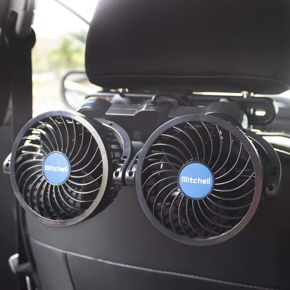 Electric Car Fans for Rear Seat Passenger Portable Car Seat Fan Headrest 360 Degree Rotatable Backseat Car Fan 12V Cooling Air Fan with Stepless Speed Regulation for SUV, RV, Vehicles image number 5