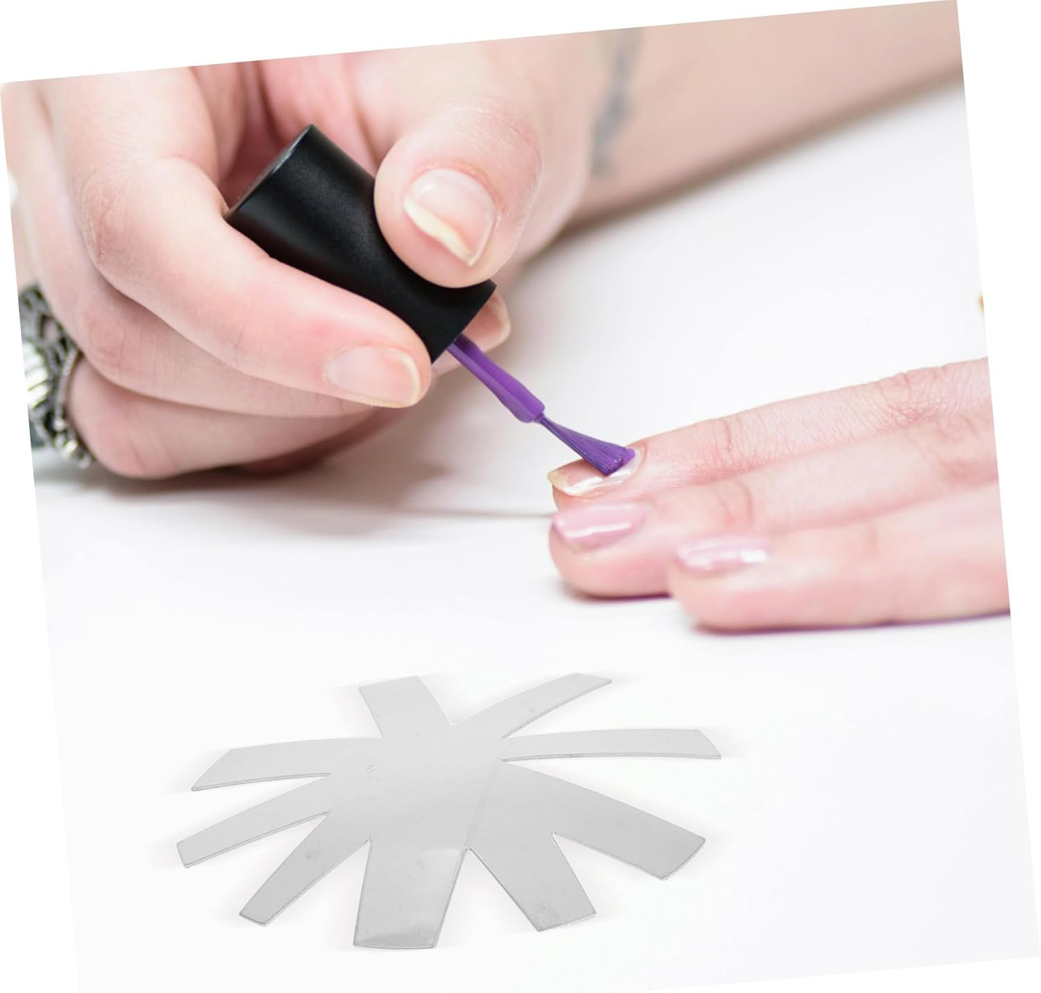 BIUDECO French Manicure Templates Stainless Steel Nail Art Tools Precision Design image number 1