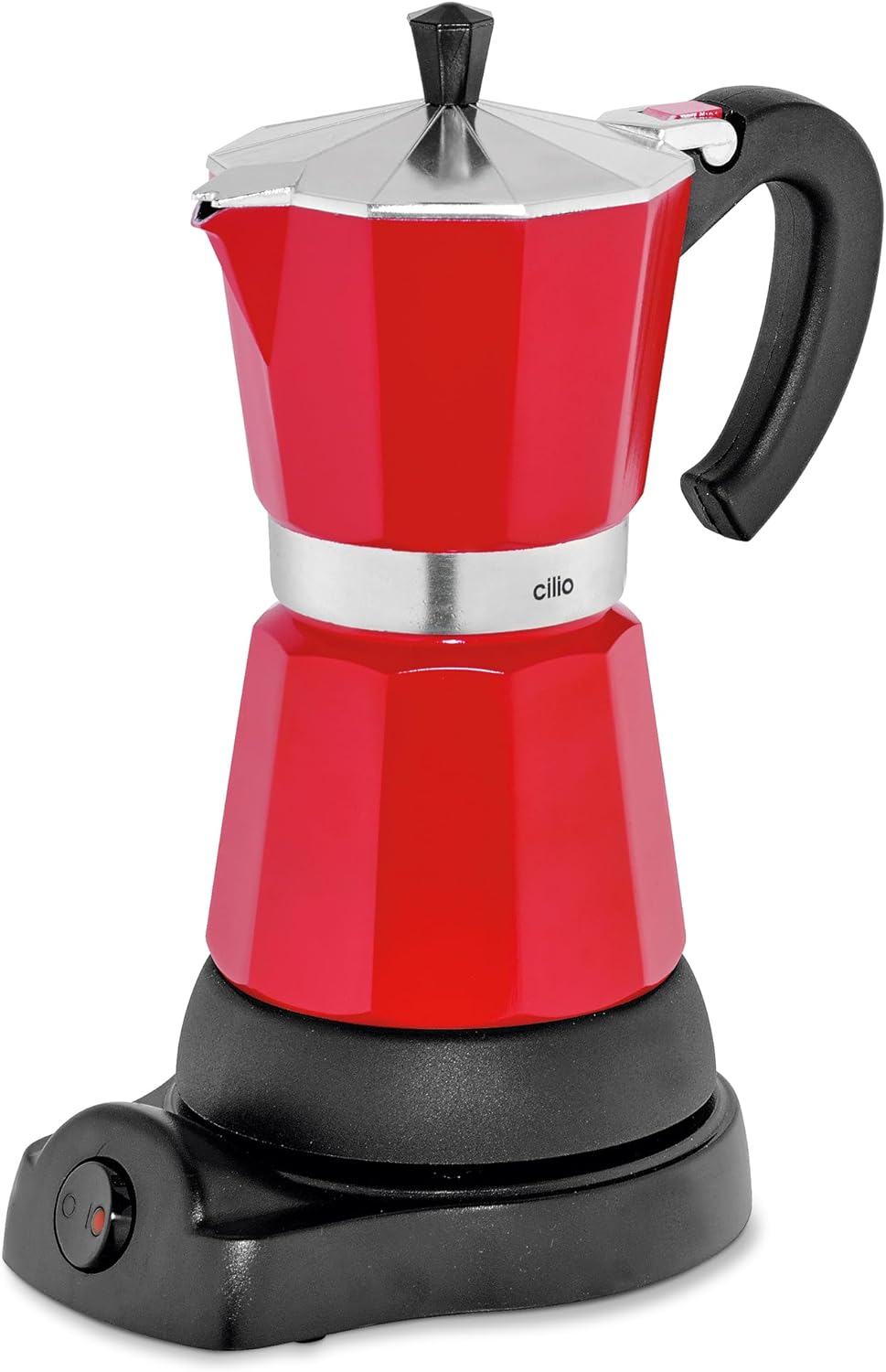 Cilio Classico Aluminium Electric Espresso Maker, 6 Cup Size, Red/Black