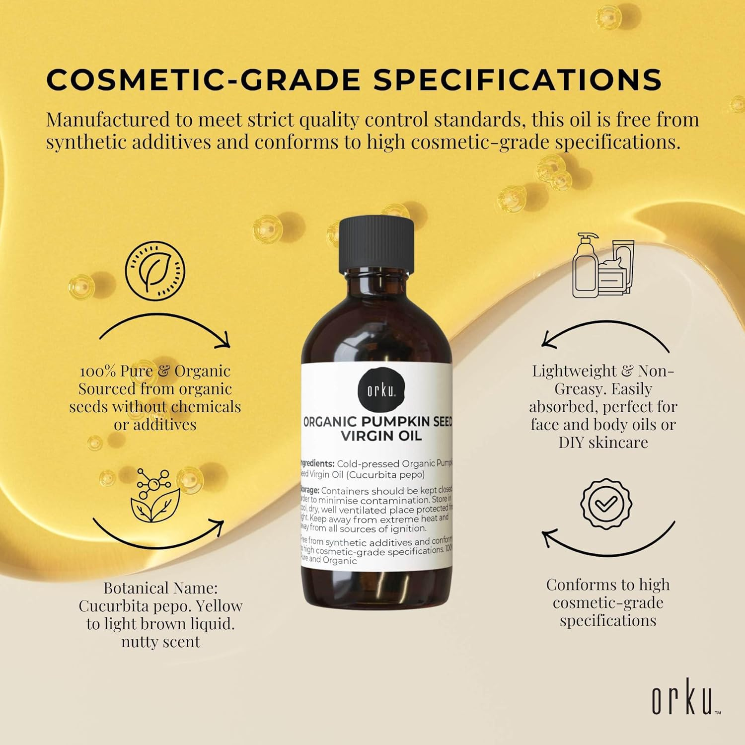 Orku 250Ml Organic Pumpkin Seed Oil &ndash; Virgin Cold Pressed Unrefined Cosmetic Gr. image number 6