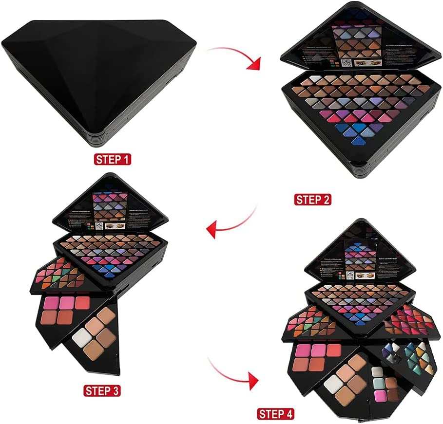 VERONNI All in One Makeup Palette Set, 130 Colors Makeup Kit Eyeshadow Palette Set - Including Eyeshadow, Lip Gloss, Concealer, Highlighter, Eyebrow Gel and Blusher Makeup Gift Kit (130 Colors) image number 4