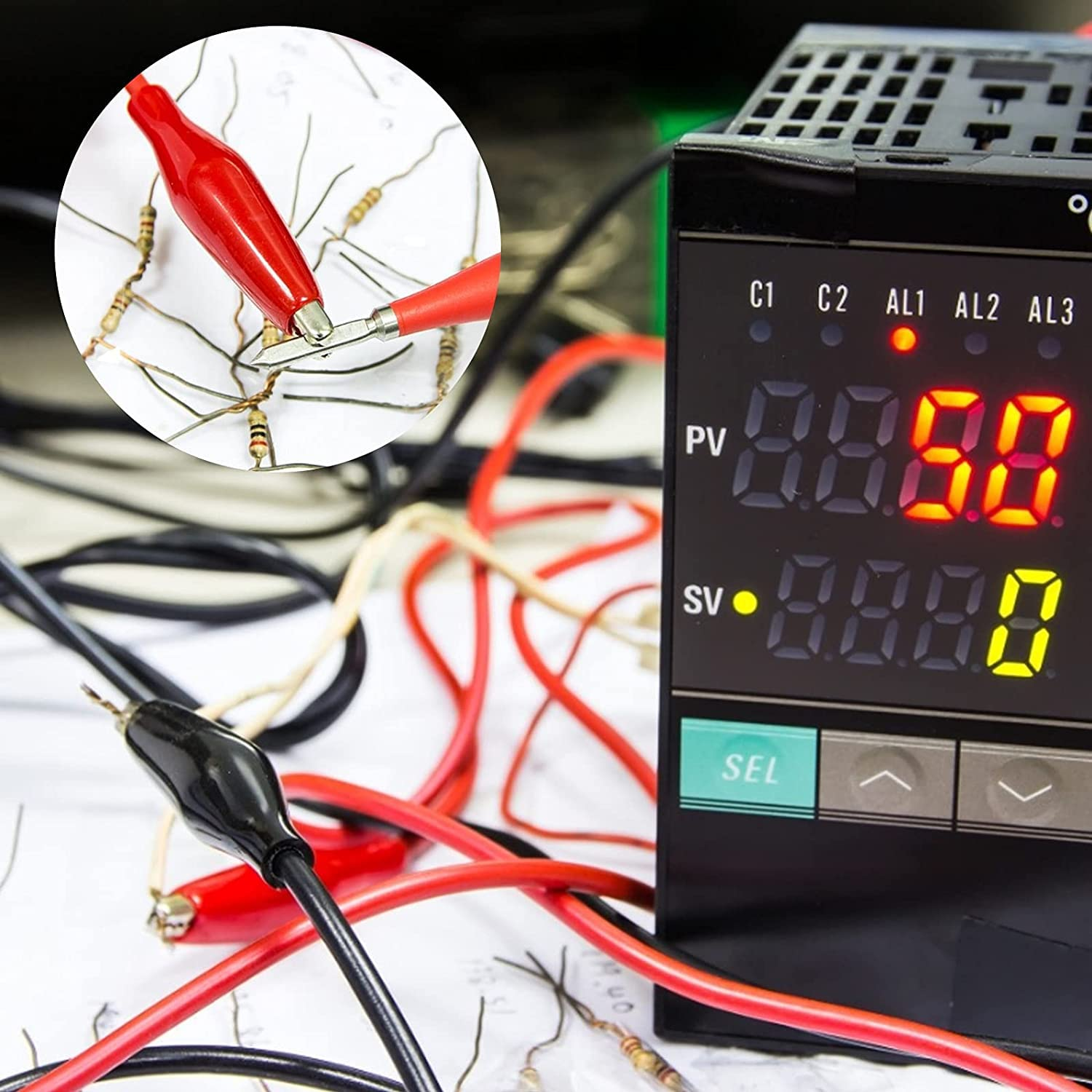 Romeda 20Pcs Electric Alligator Clips, 21.5 Inch 5 Color Test Lead with Alligator Clips, Stamping Jumper Wires for Electrical Testing, Circuit Connection, Experiment