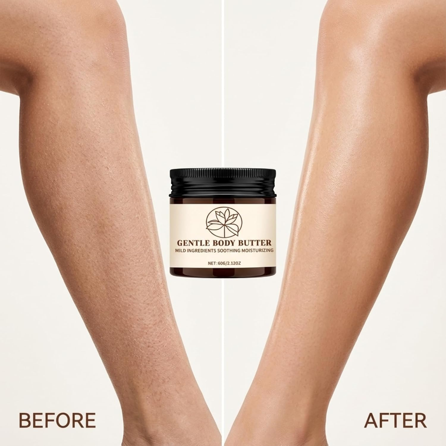 Gentle Body Butter for Dry Skin, Deep Moisturizing Body Cream with Mild Ingredients, Soothing Body Moisturizer for Sensitive Skin, Nourishing Skin Softening Body Butter for Daily Care, 60G (4Pcs) - 1Pcs image number 5