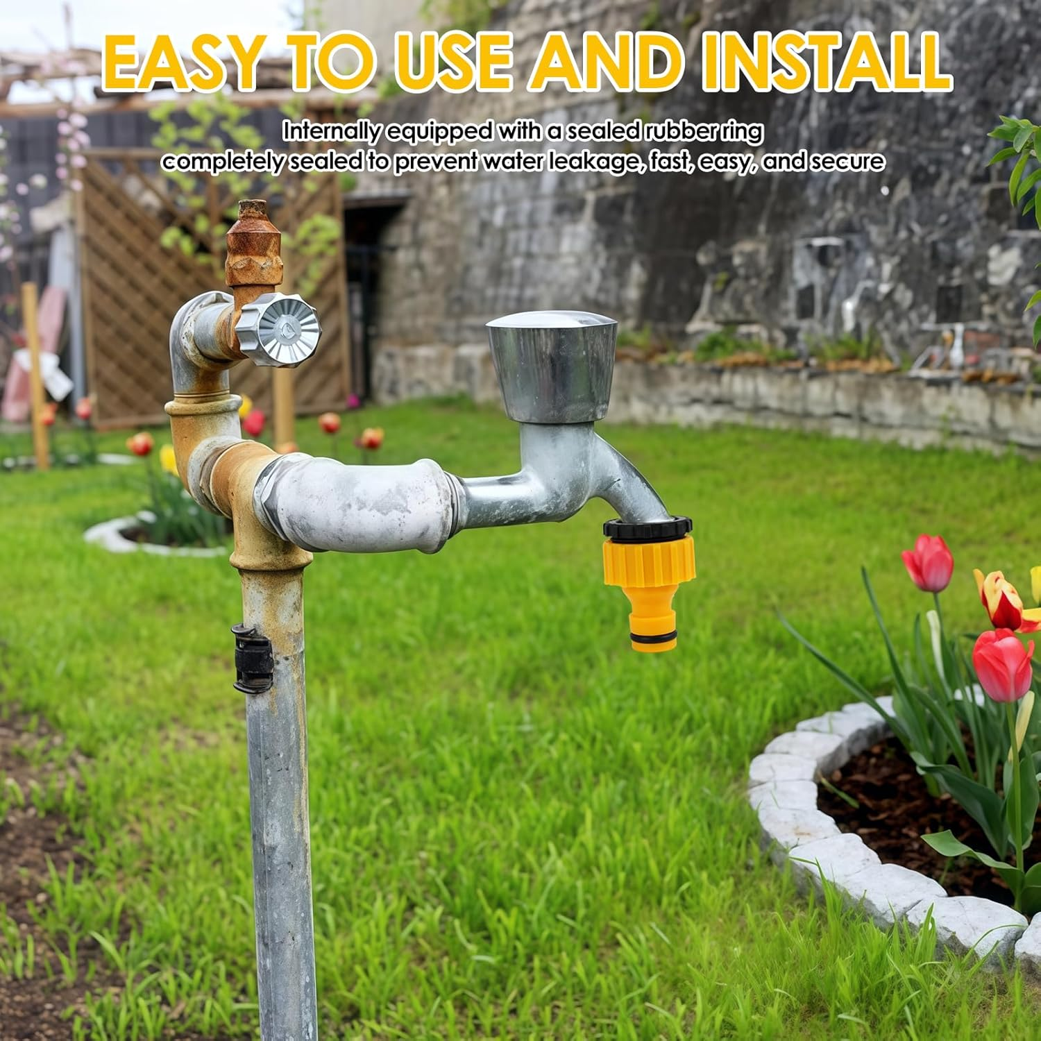 4-Pack Universal Hose Tap Connector Set, Durable Plastic 2-In-1 Threaded Faucet Adapter, Compatible with 3/4" and 1/2" Taps for Garden, Kitchen, Outdoor Use - Includes Sealing Rings image number 2