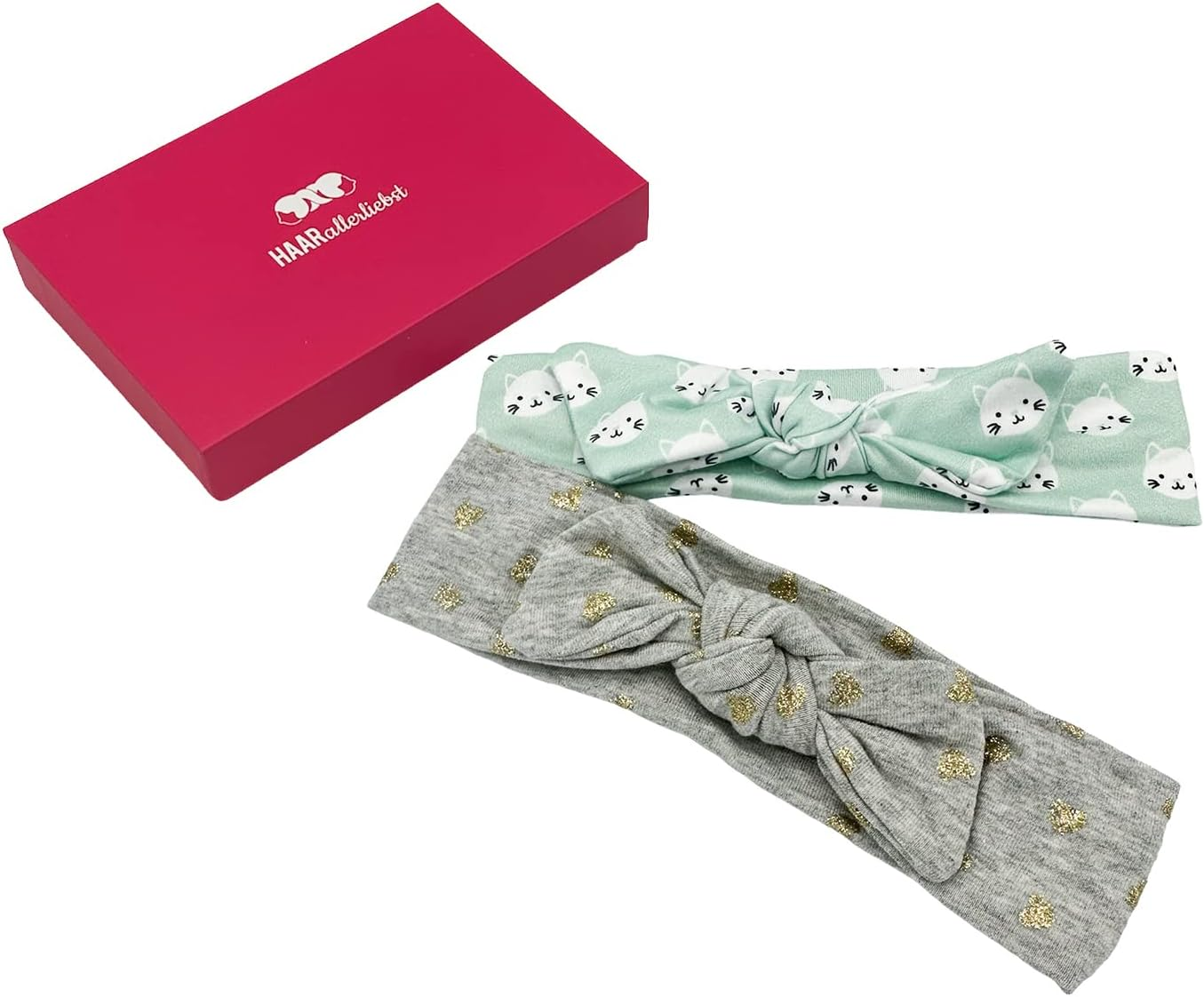 Haarallerliebst Hair Band with Bow (50 Cm | Floral Pattern with Bow | Pink) Includes Storage Box image number 3