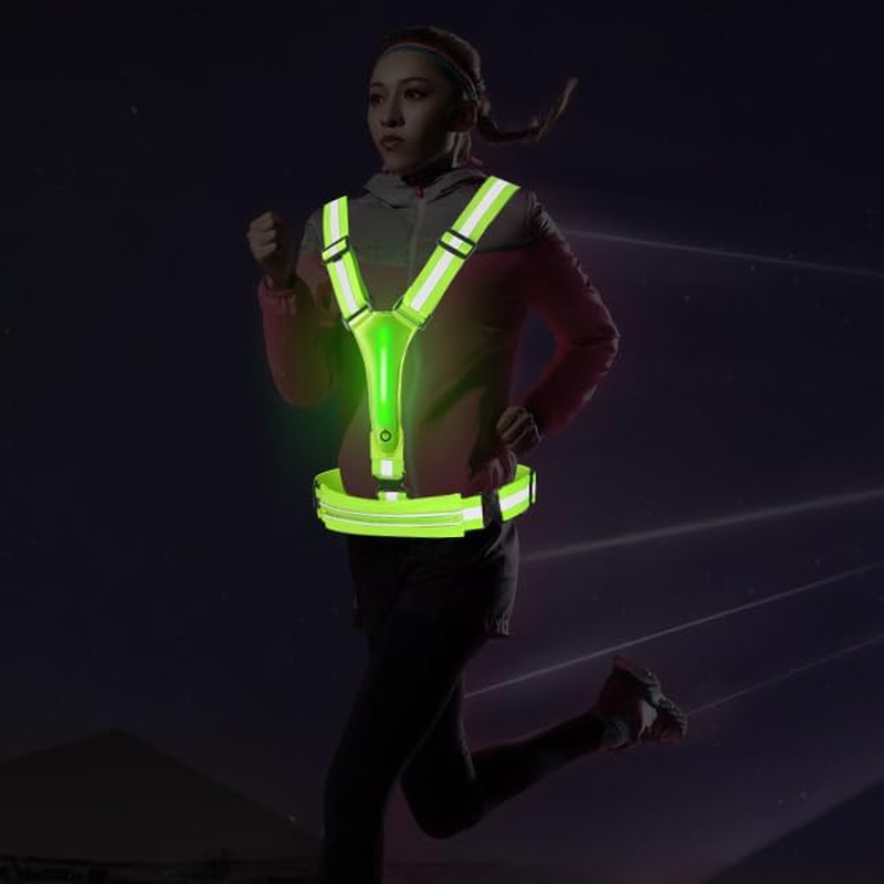 Led Reflective Vest Running Gear, High Visibility Reflective Running Gear Rechargeable Adjustable Led Running Vest, Safety Night Running Cyling image number 1