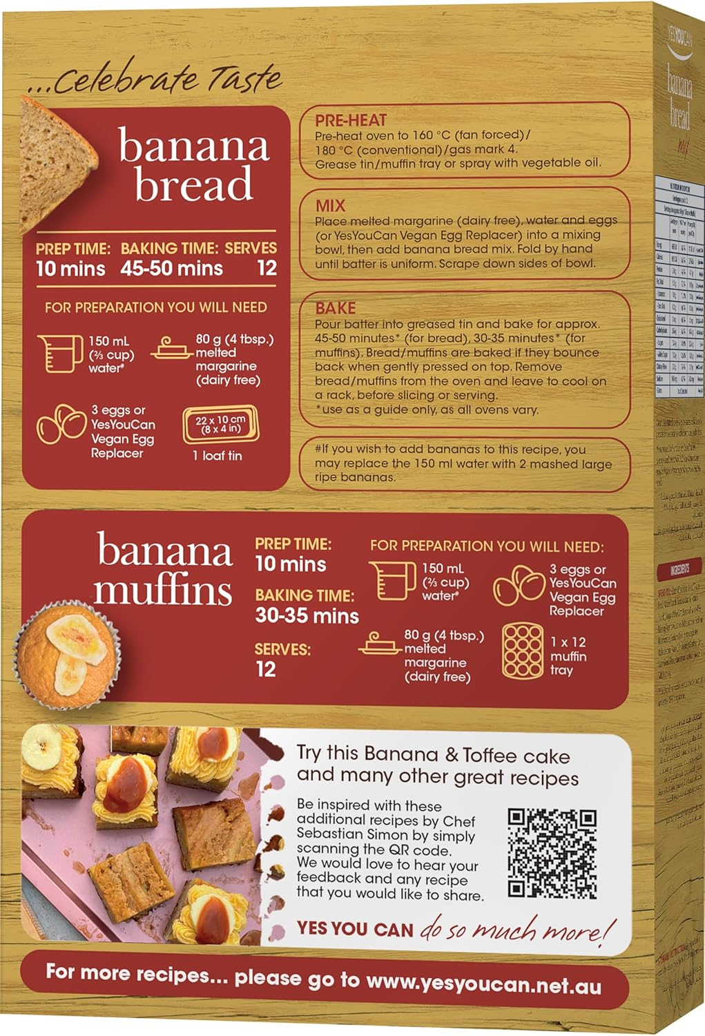 Yesyoucan Banana Bread Mix G/F 400G image number 5