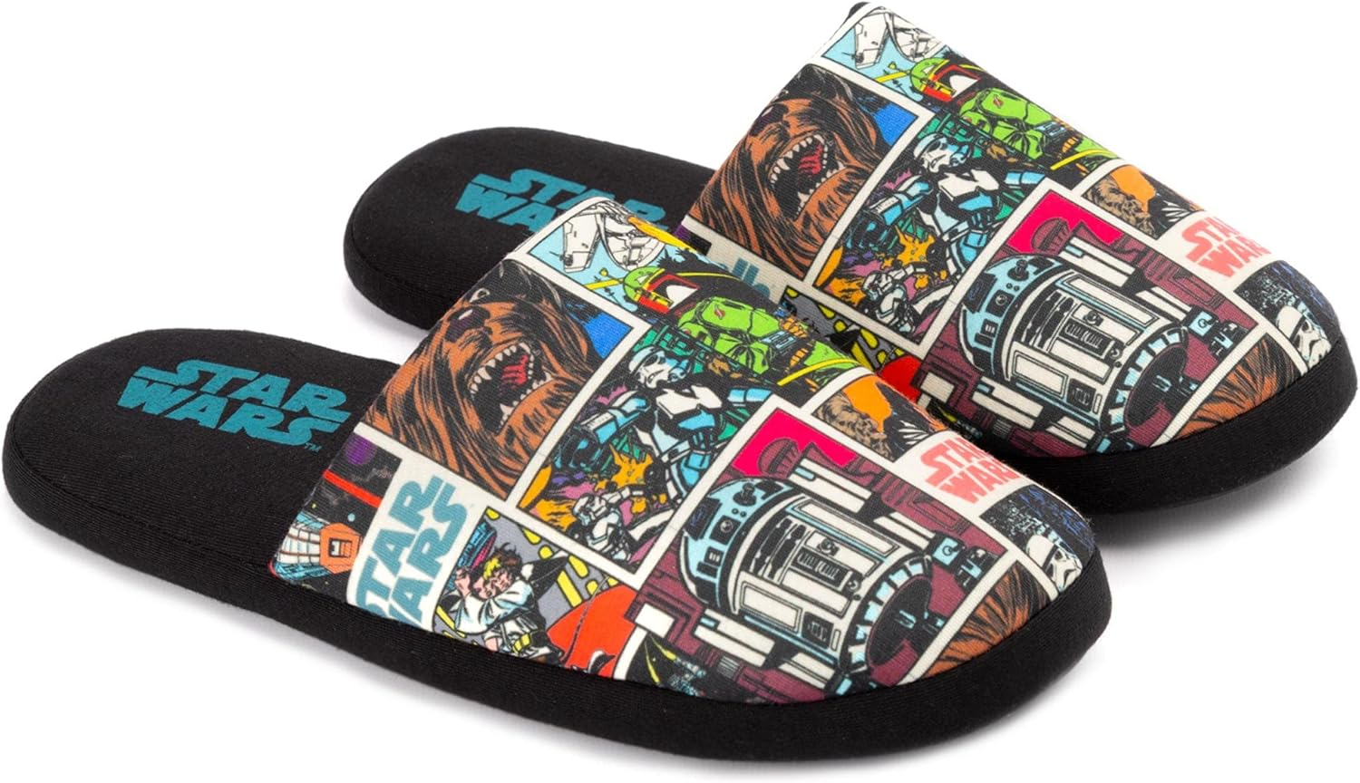 STAR WARS Slippers Mens Adults Comic Slip-On Black House Shoes image number 4