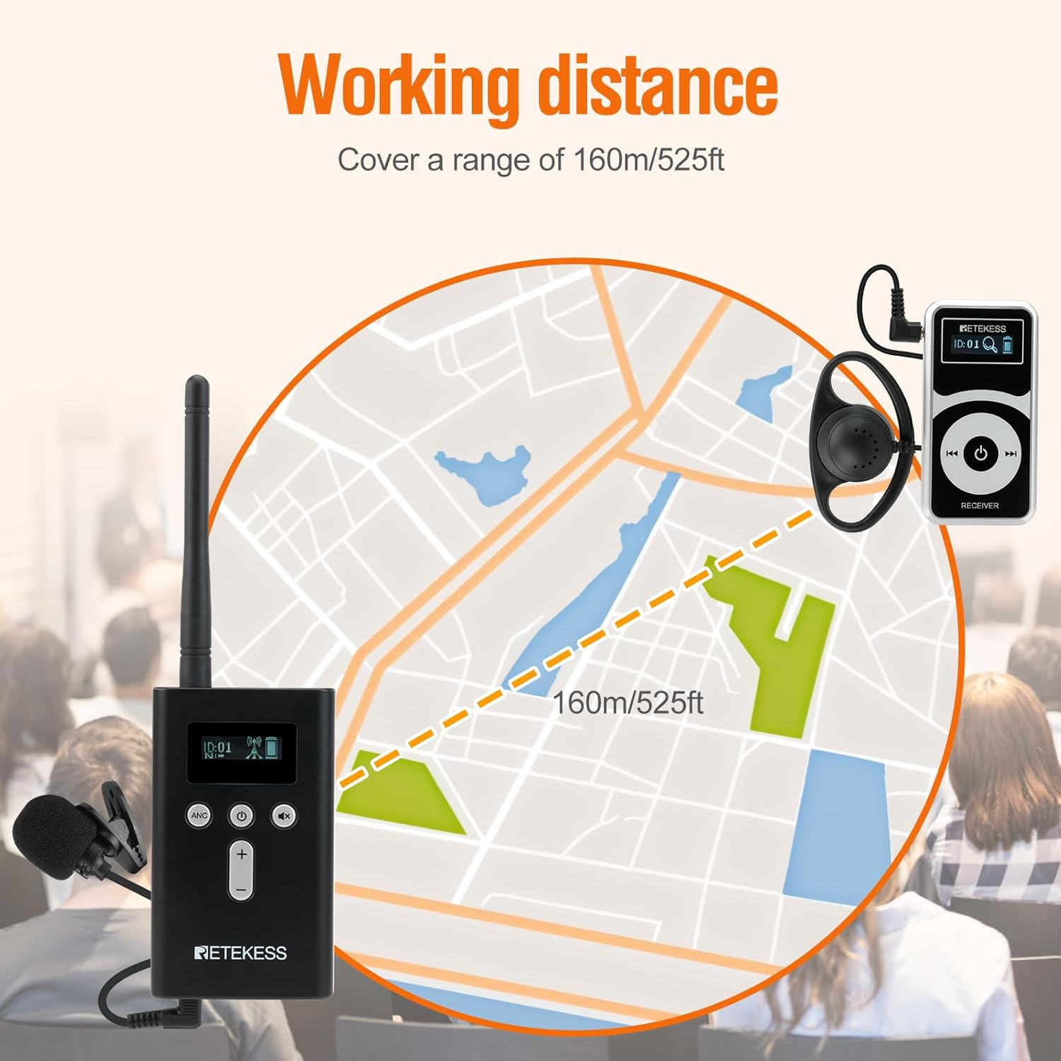 Retekess T130Pro(3Nd Gen T130) Wireless Tour Guide System Headsets, Assisted Listening Devices, Battery Last Long, Noise Reduction, Translation System for School image number 3